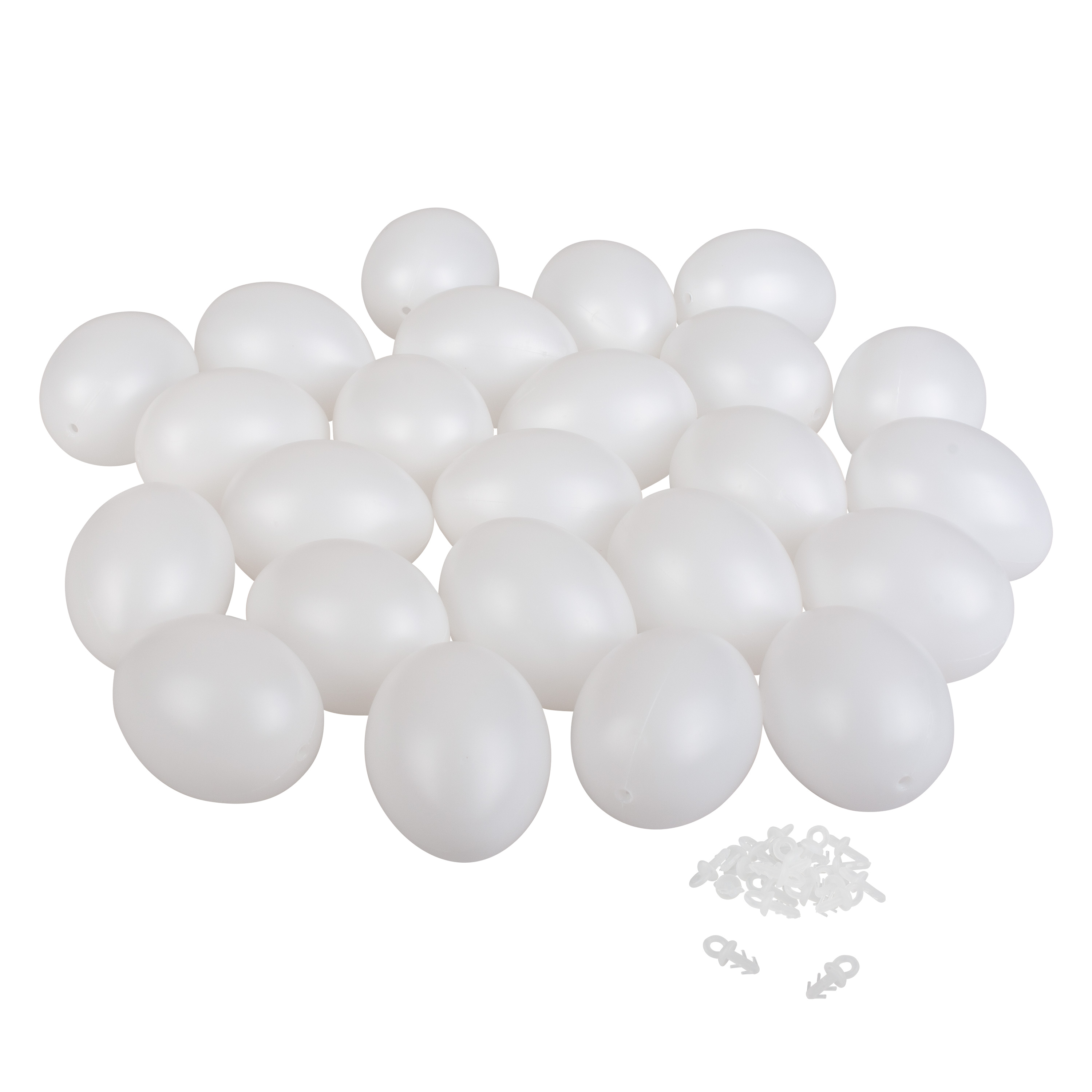 KuKiMa Kunststoff-Eier mit Aufhänger, 24 Stück, Ø 60 mm