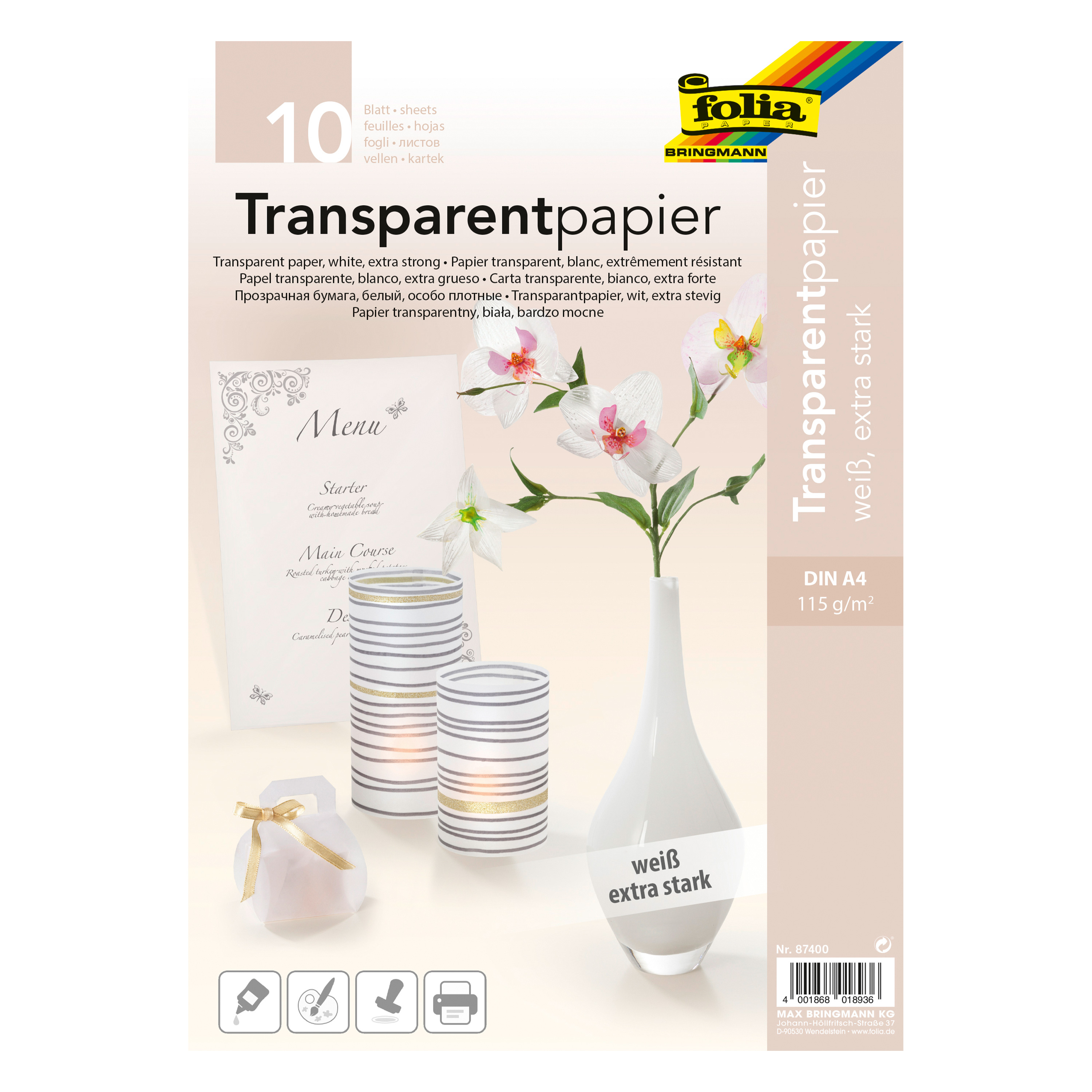 Transparentpapier 'weiß' DIN A4, 10 Bögen
