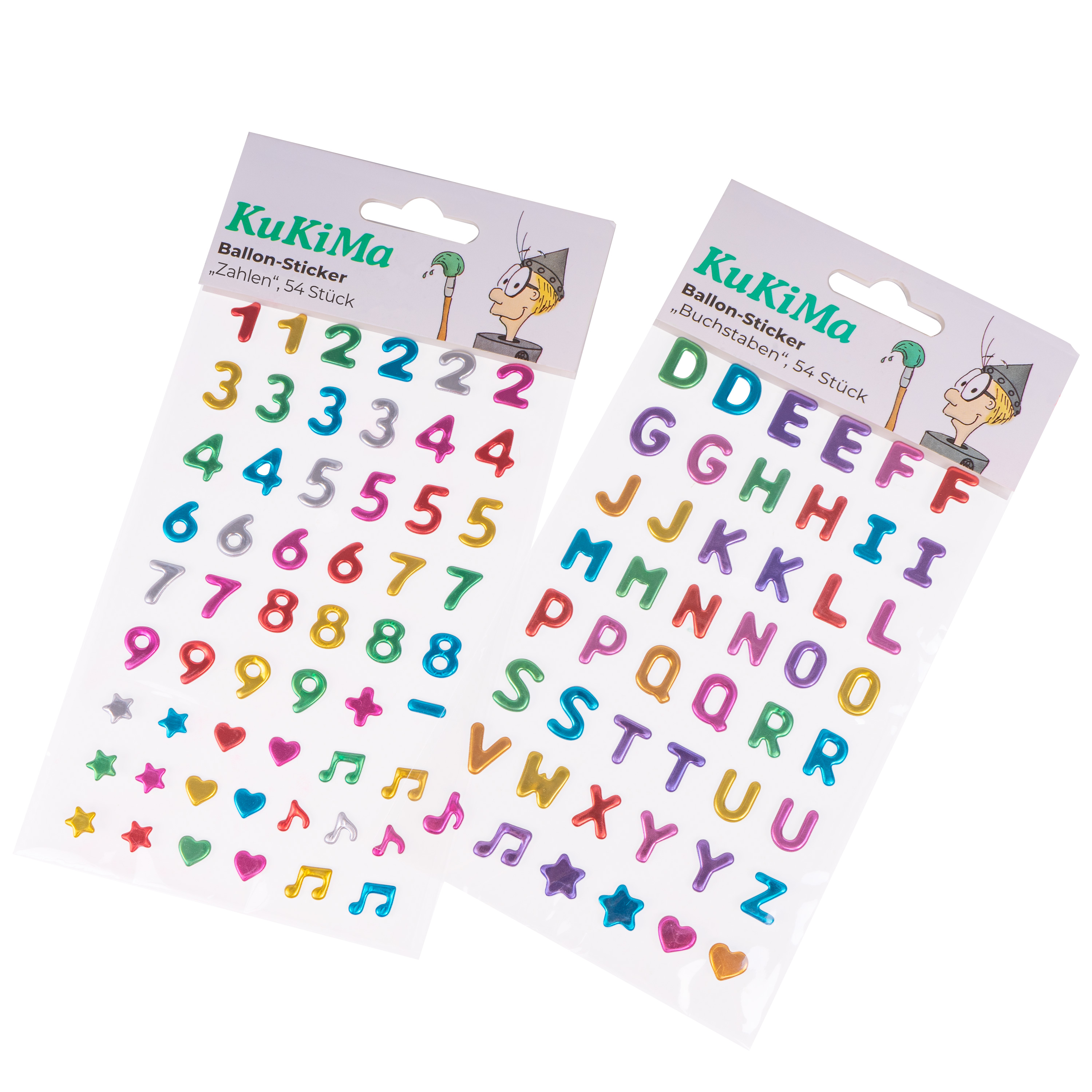 KuKiMa Ballon-Sticker „Buchstaben“, 54 Stück