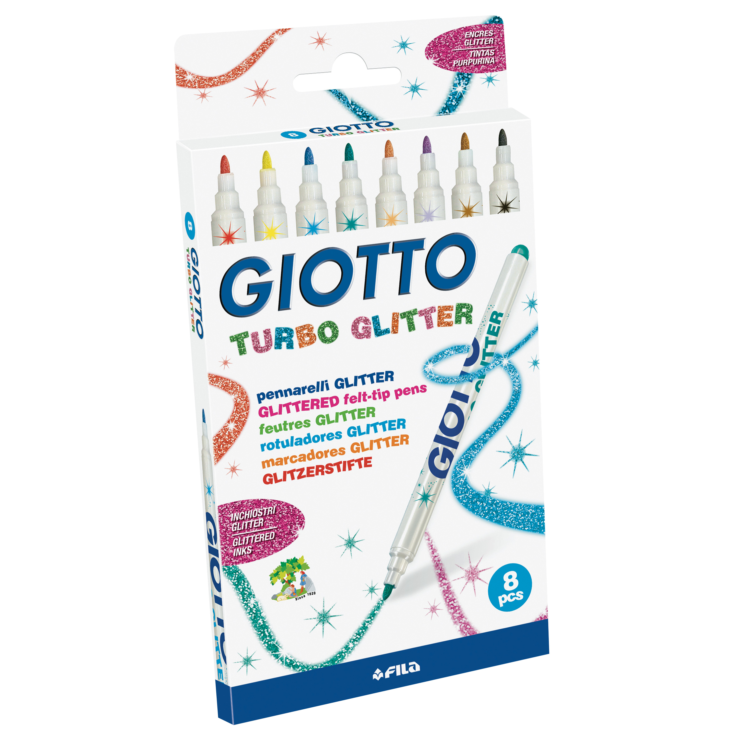 Filzstifte GIOTTO Turbo Glitter, 8er-Set sortiert
