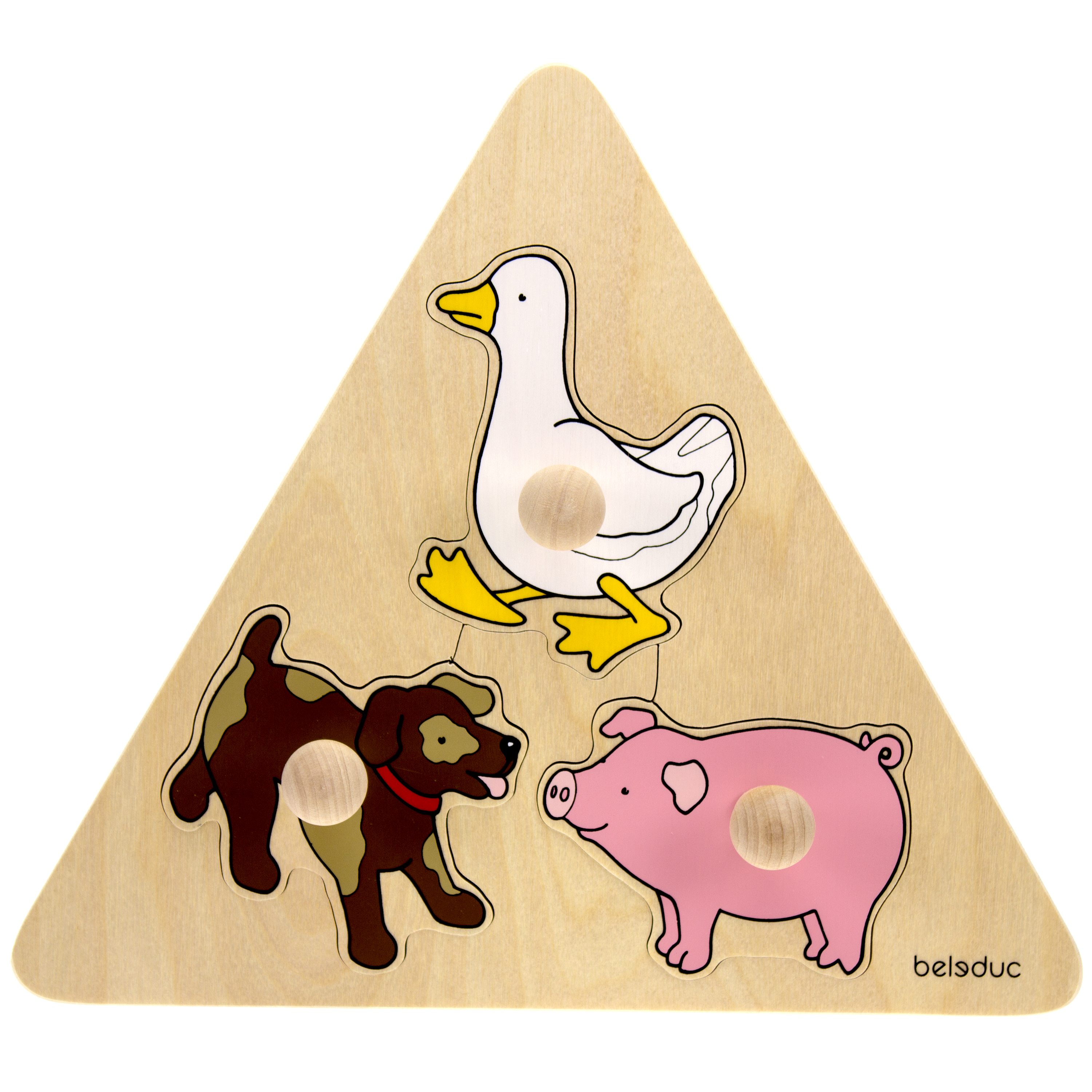 Dreiecks-Knopfpuzzle aus Holz 'Tiere'