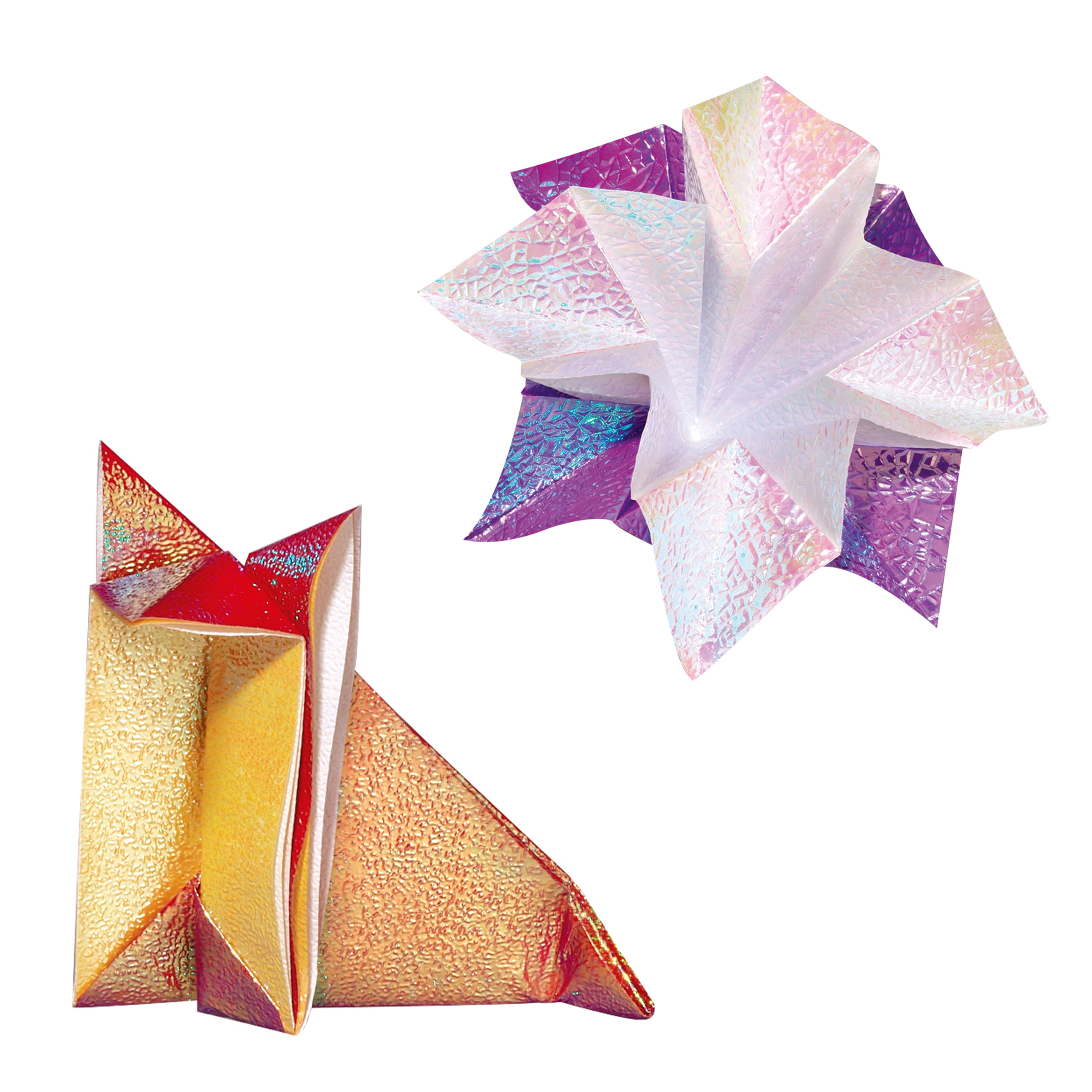 Origami Faltblätter aus irisierendem Papier, 14 x 14 cm