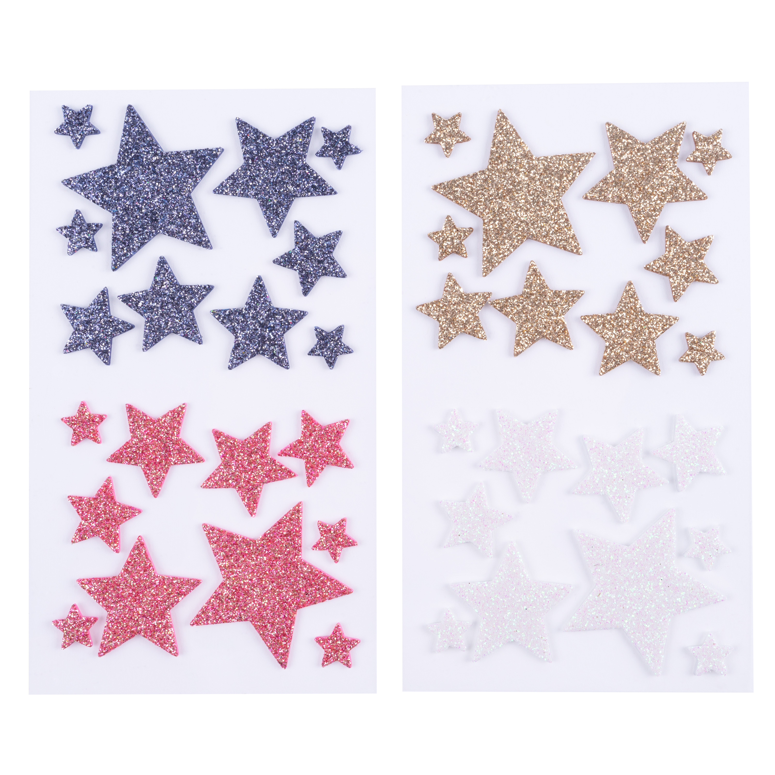 Moosgummi Glitter-Sticker „Sterne“, 40 Sticker