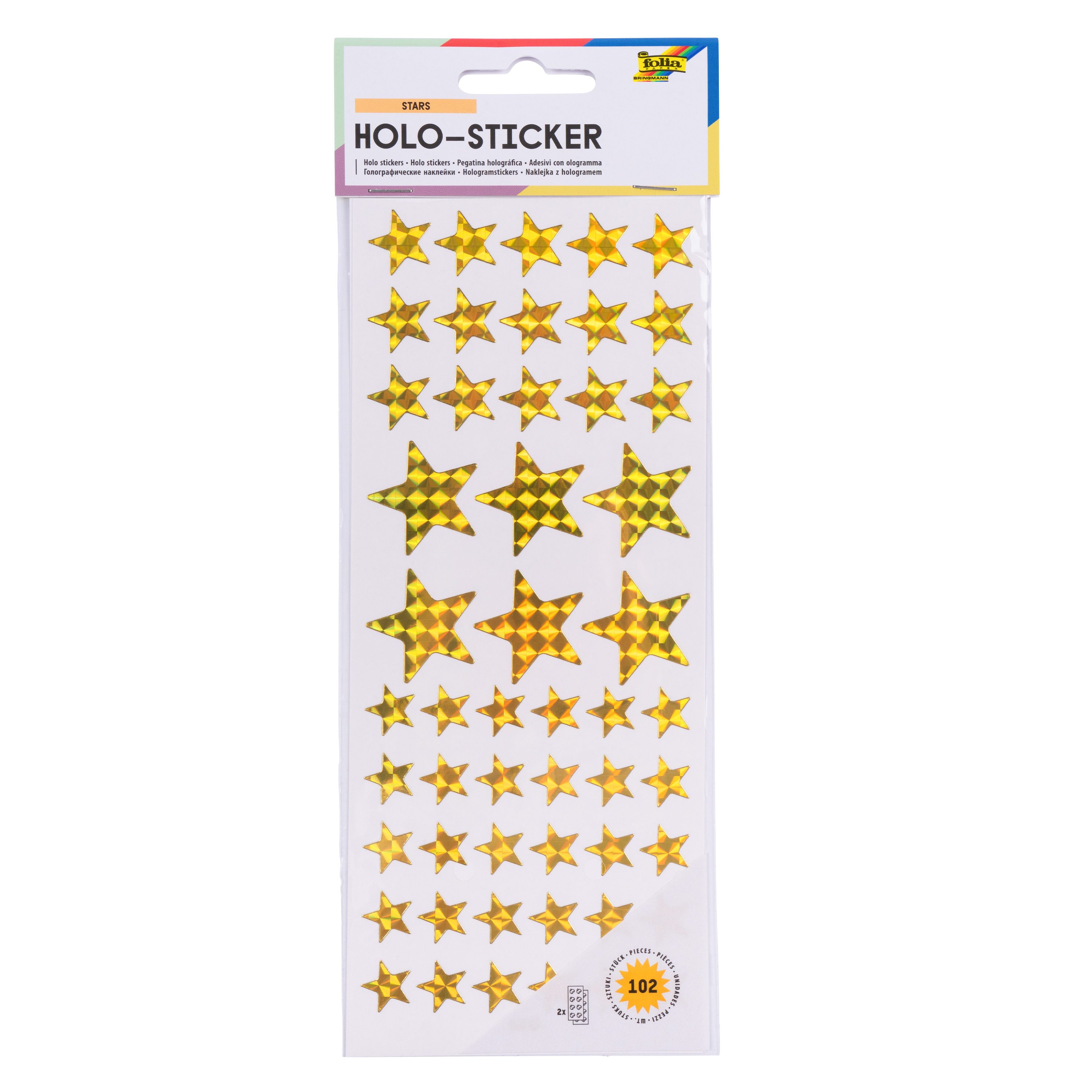 Holo-Sticker 'Sterne - silber & gold', 102 Sticker