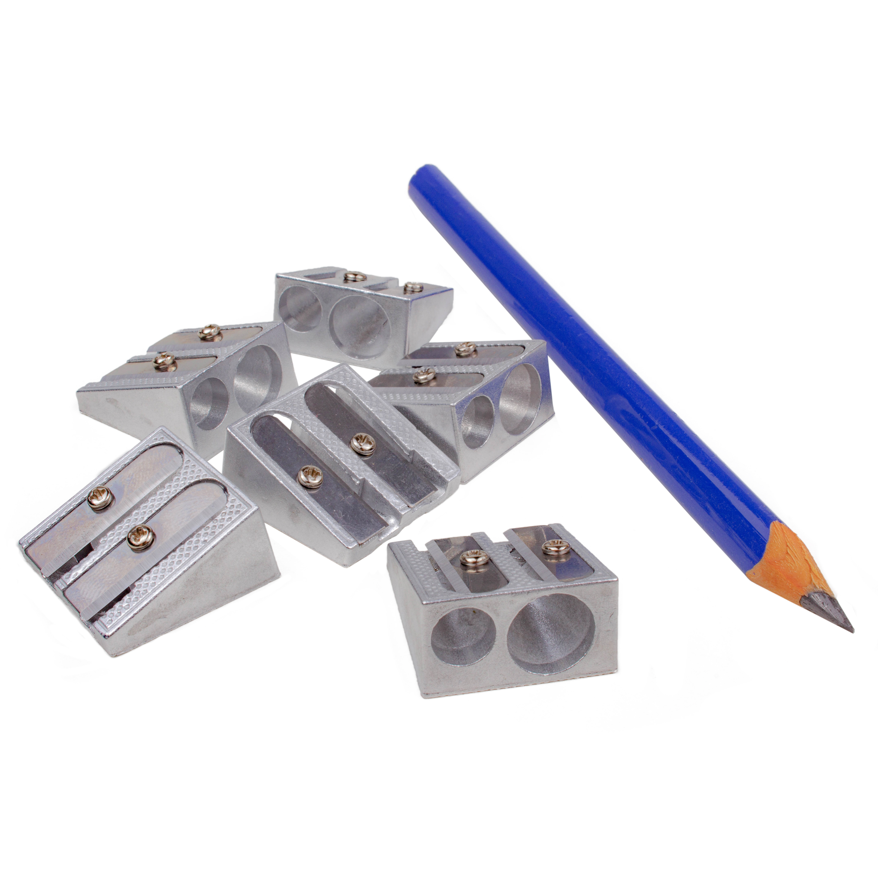 6er-Set Doppel-Bleistiftspitzer aus Metall, Ø 8 und 11 mm