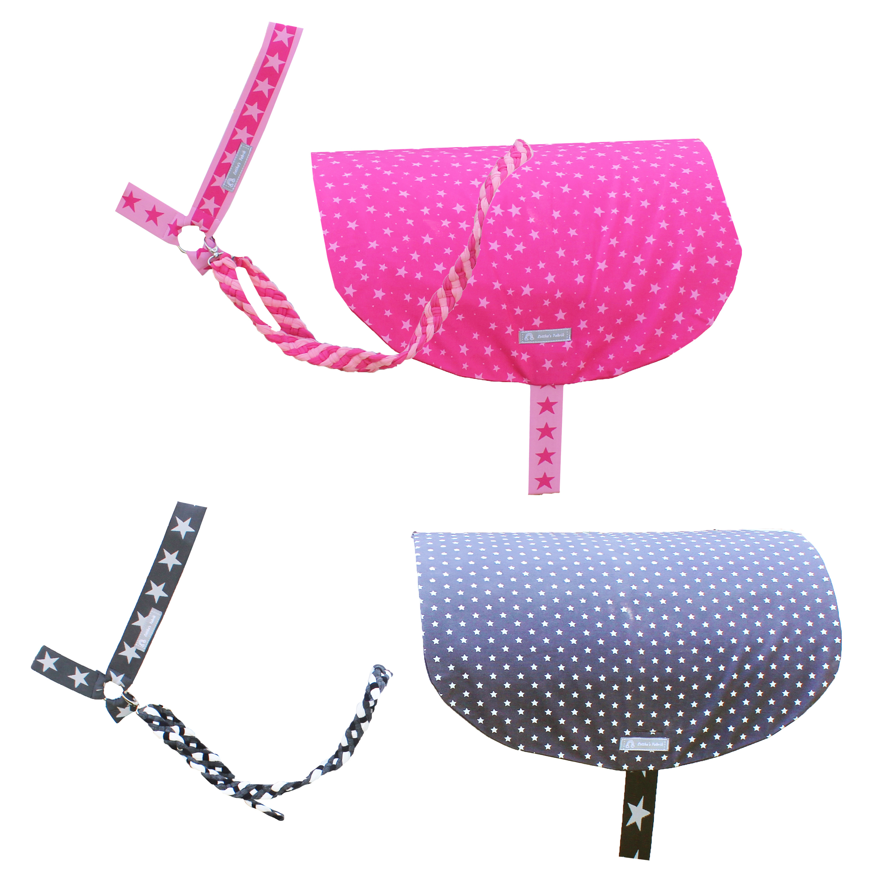 Satteldecken-Set für Holzpferde 3-teilig, pink