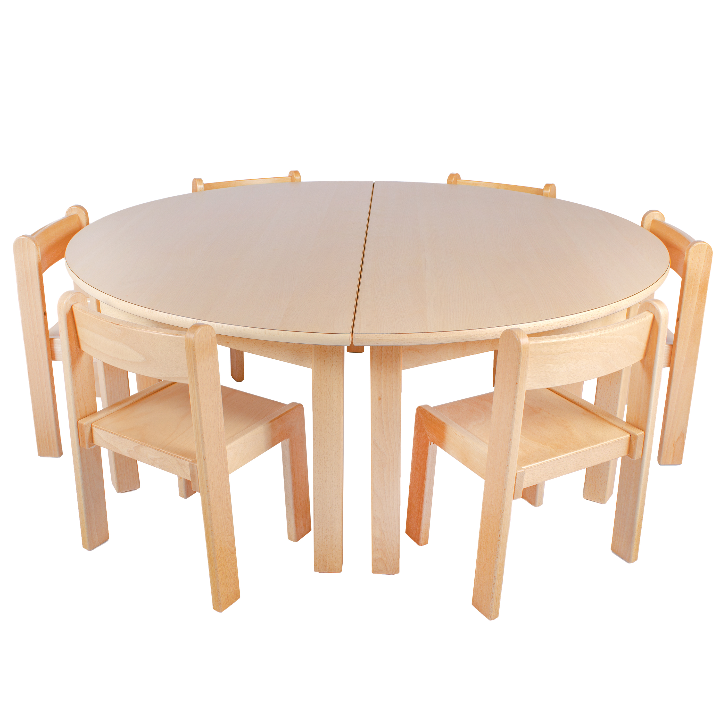 Tischgruppe 'Halbrund' mit 6 Stühlen