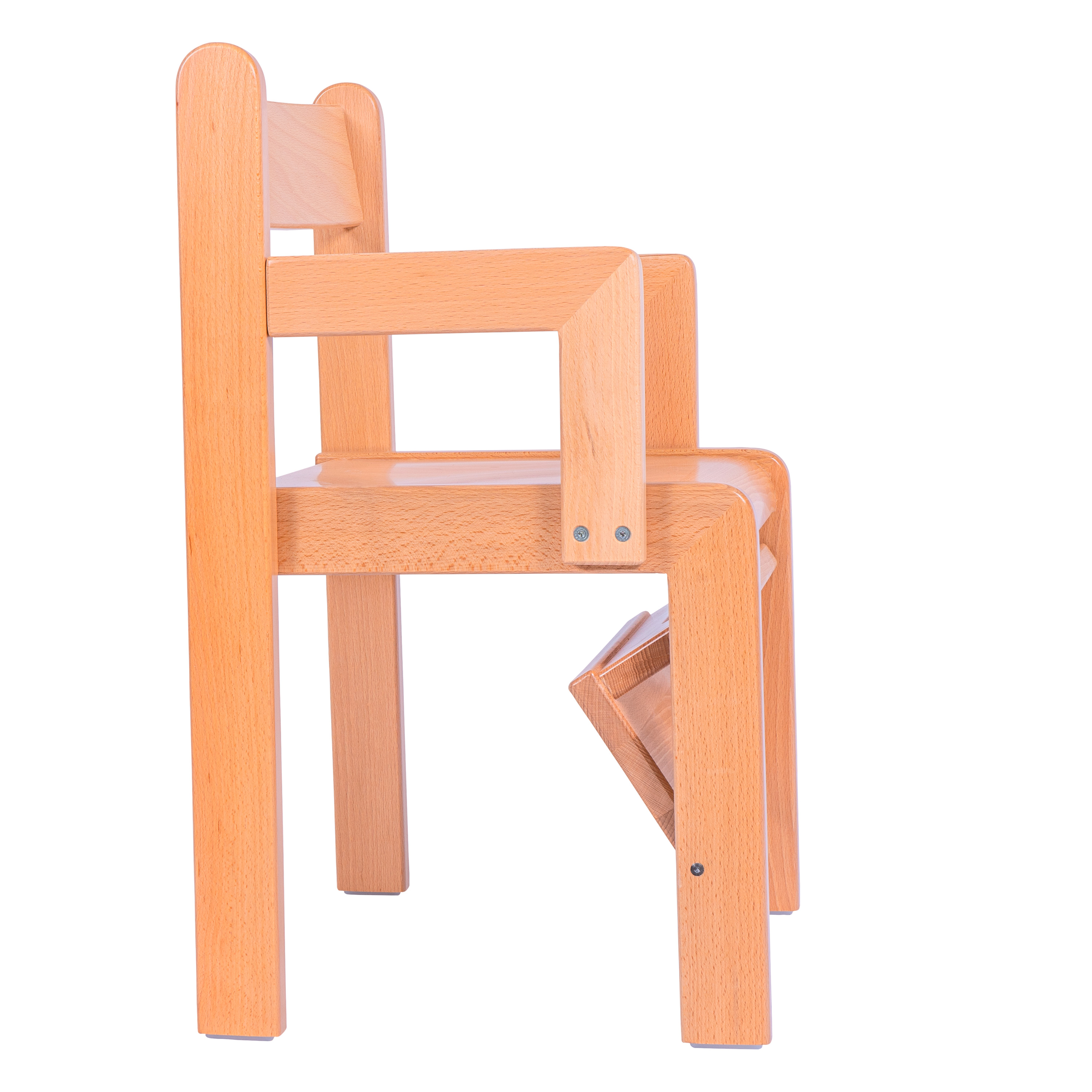 Stuhl JANNIS mit Klappfußbank & Armlehnen, Sitzhöhe 38/26 cm