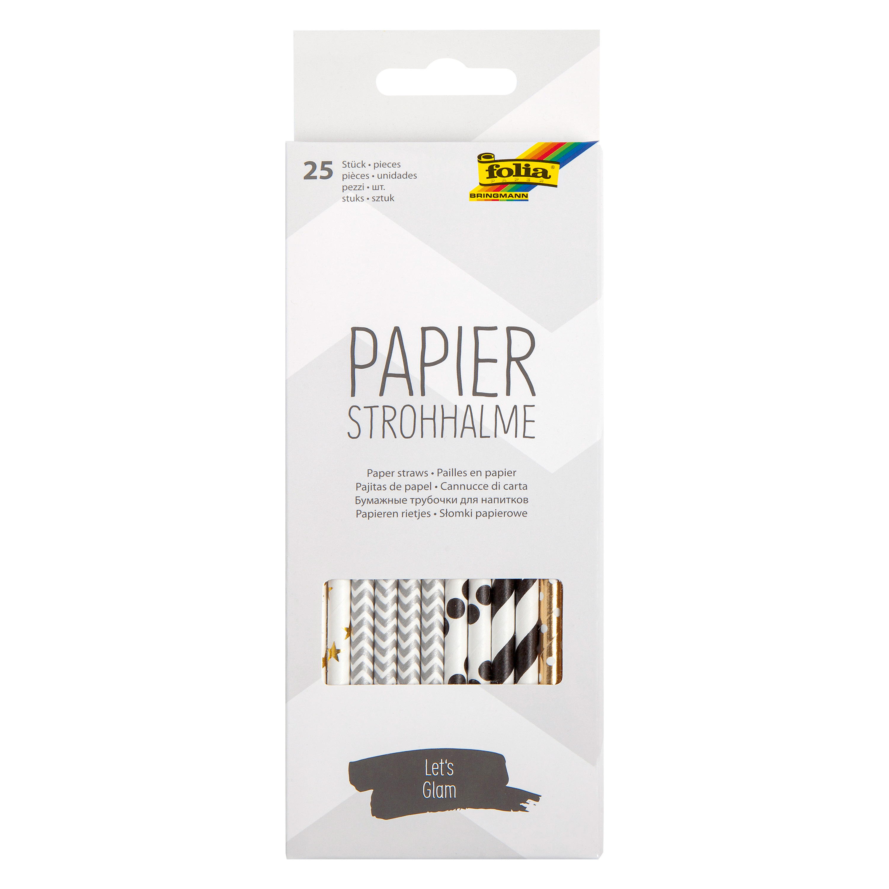 Papier-Strohhalme 'let's glam', 25 Stück