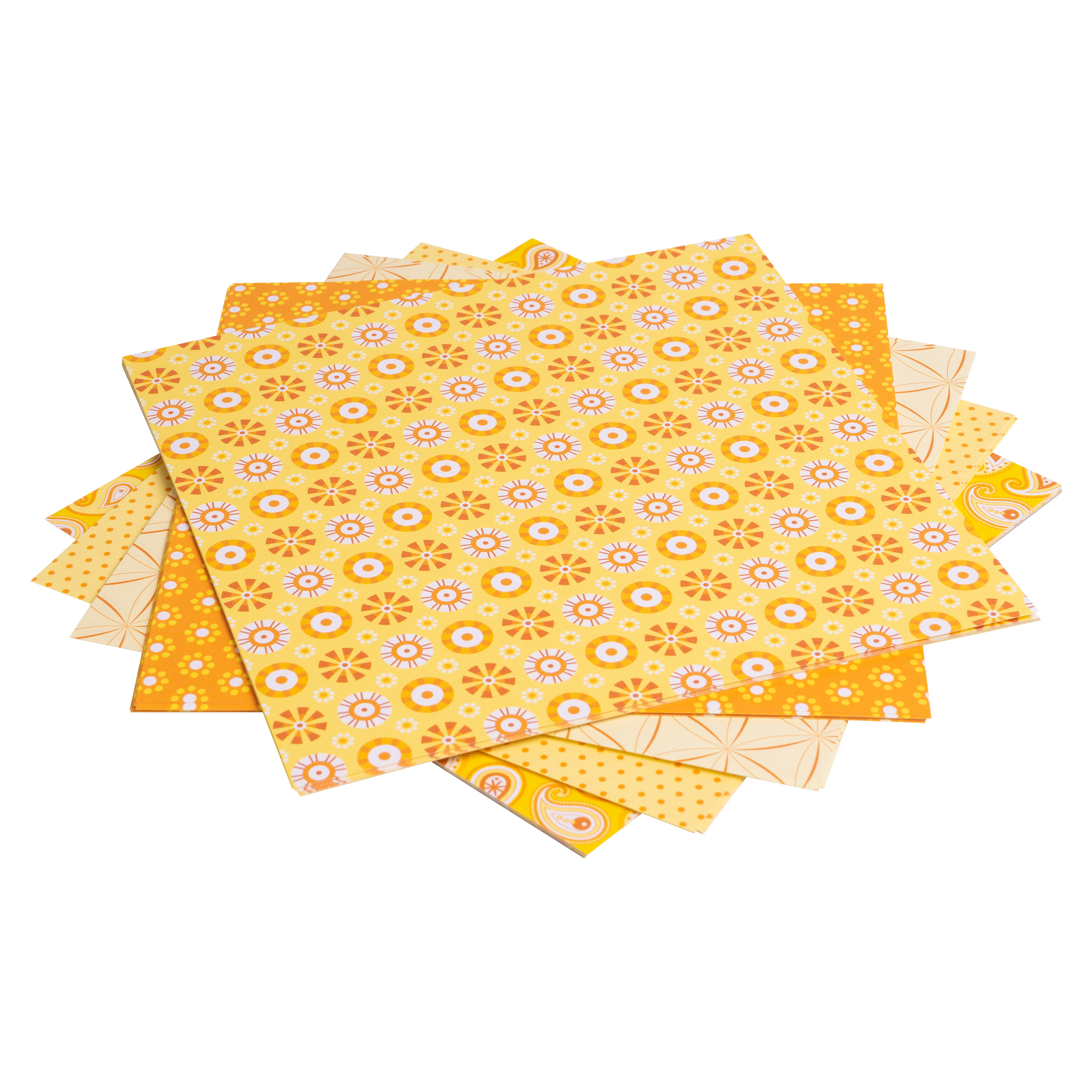 Origami Motiv-Faltblätter 'Basics', 15 x 15 cm, gelb
