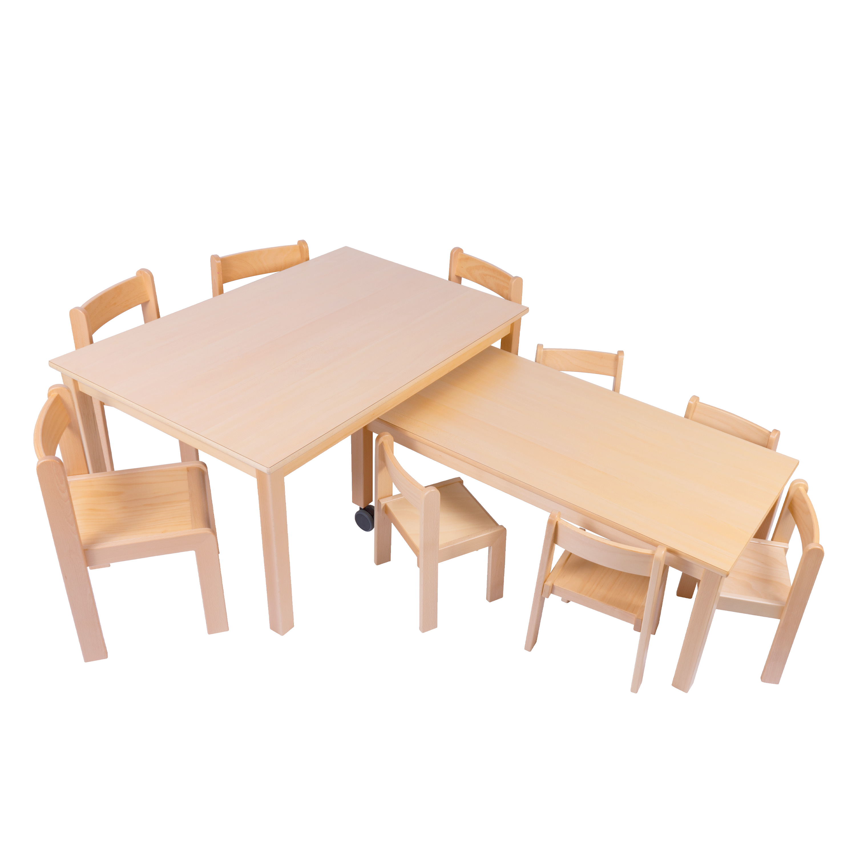 Tischgruppen Kombination mit 9 Stühlen