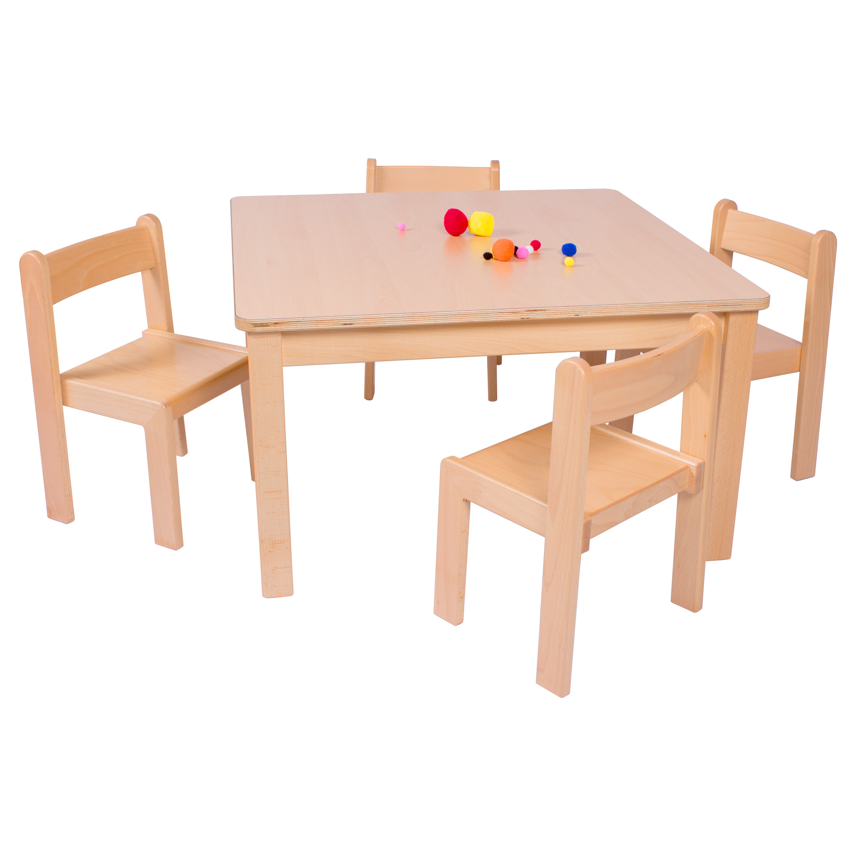 Tischgruppe Tom 'Quadrat' U3-Set mit 4 Stühlen