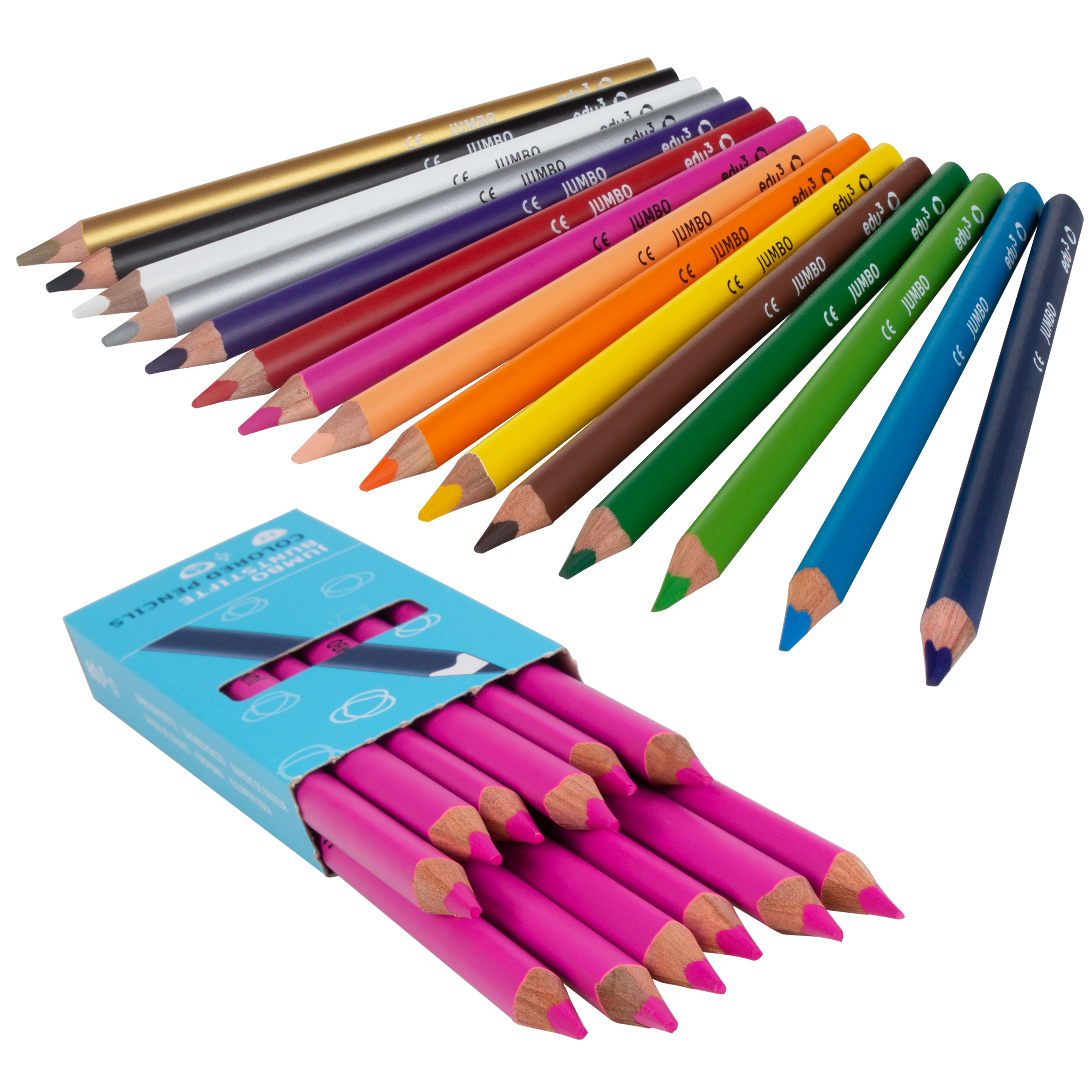 edu3 Basic Jumbo Tri '12er-Set', Stifte in Einzelfarben