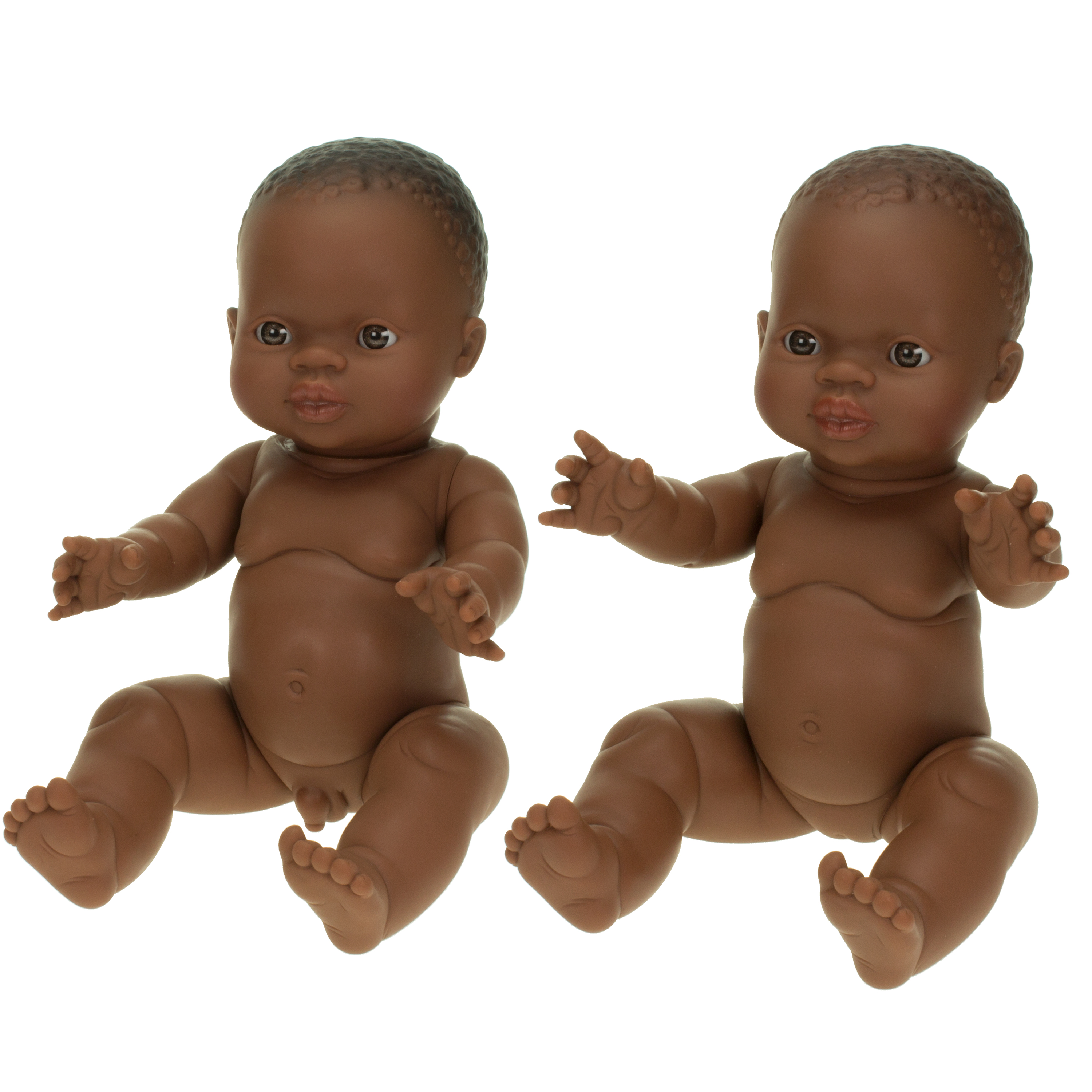 Babypuppe Mädchen + Junge 'afrikanisch', je 30 cm
