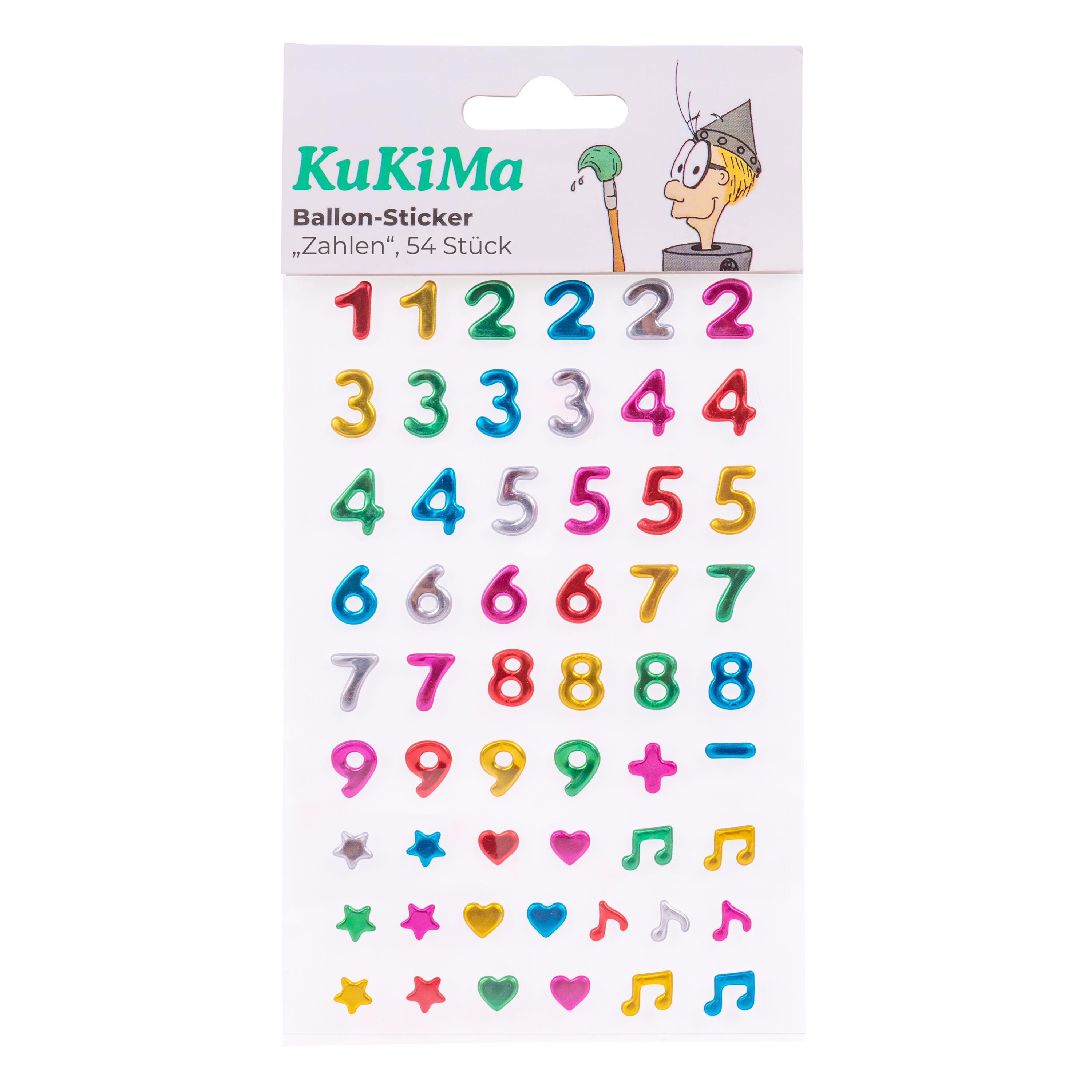 KuKiMa Ballon-Sticker „Zahlen“, 61 Stück