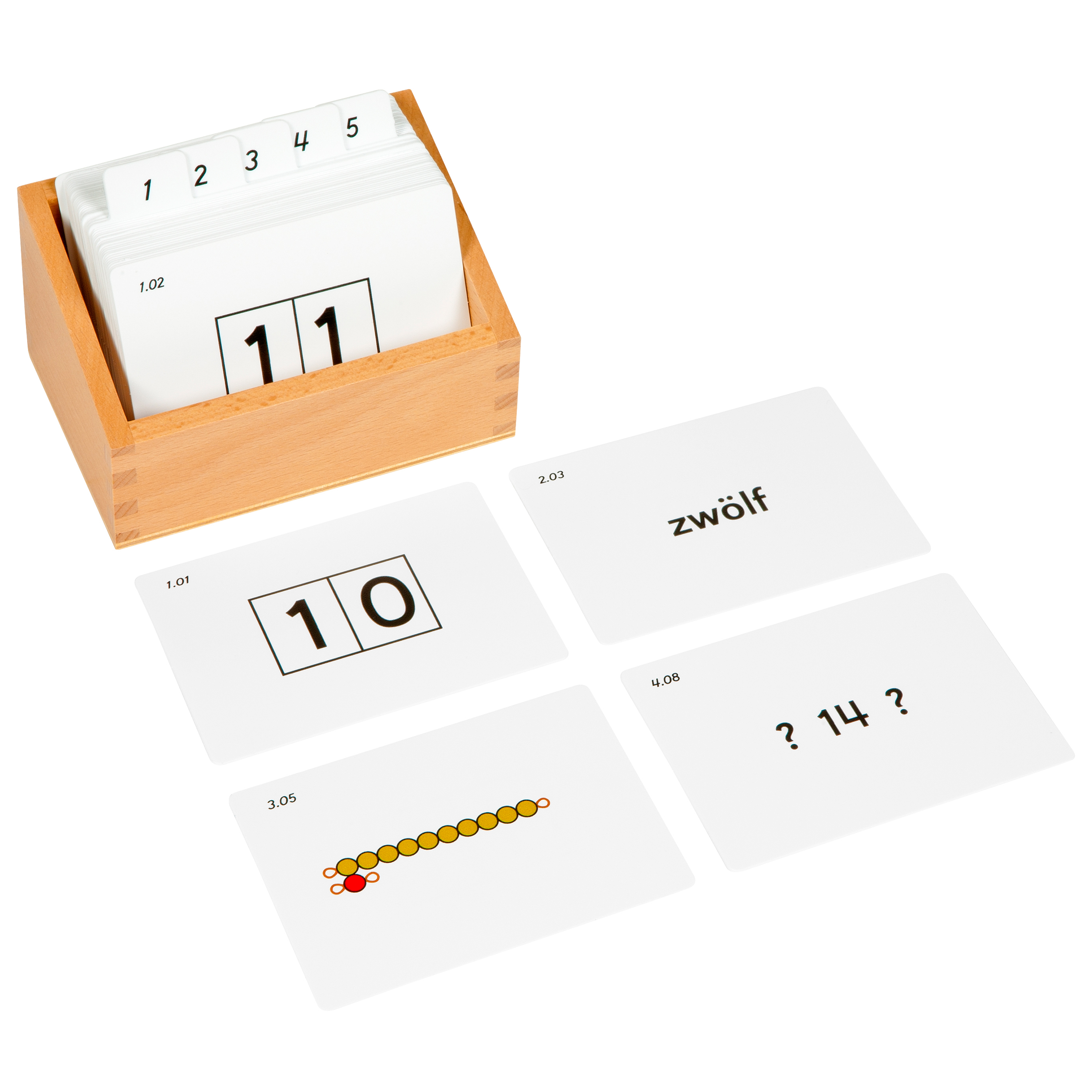 Kasten mit Aufgabenkarten für die Sequintafeln 10-99