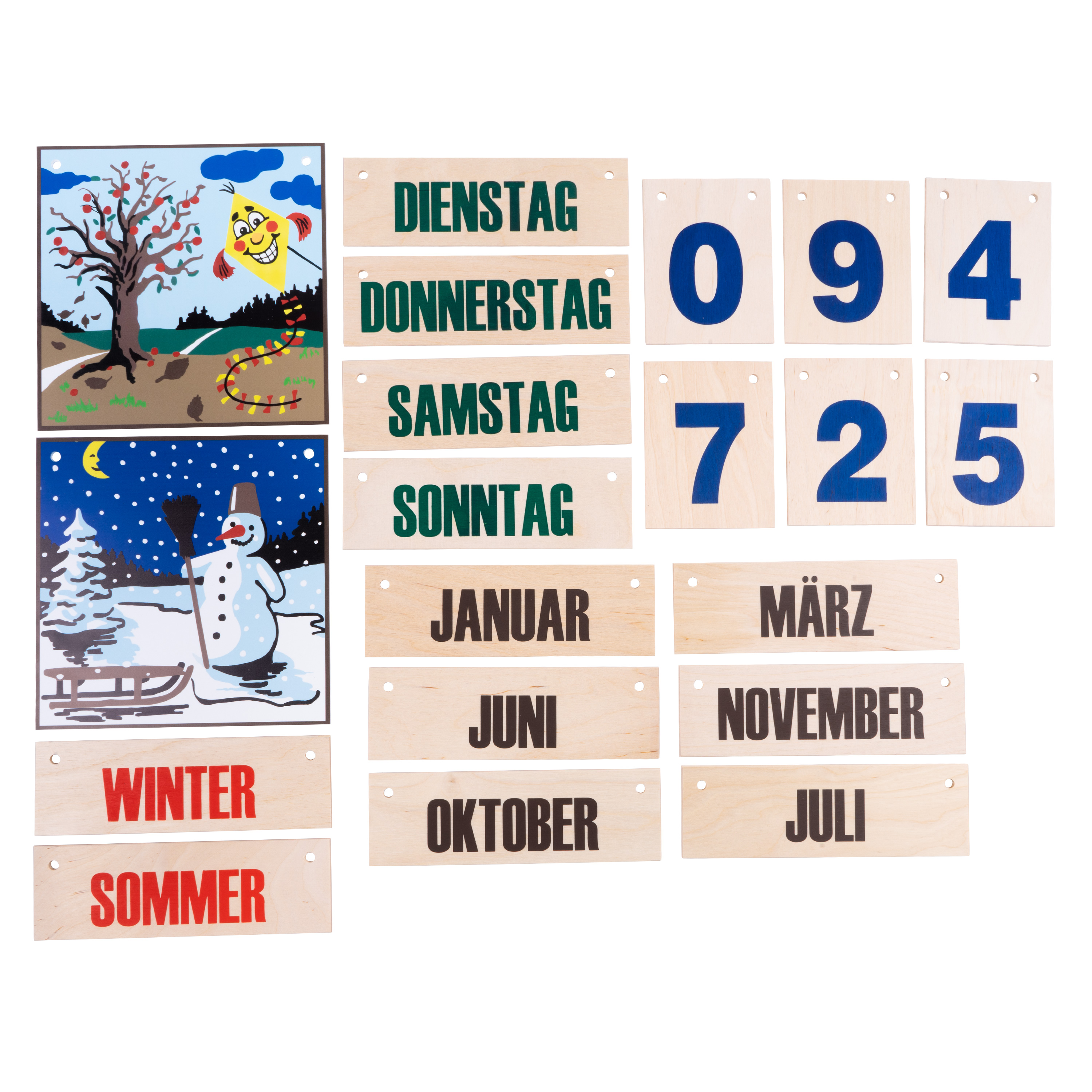 Jahreskalender aus Holz, 50 x 35 cm
