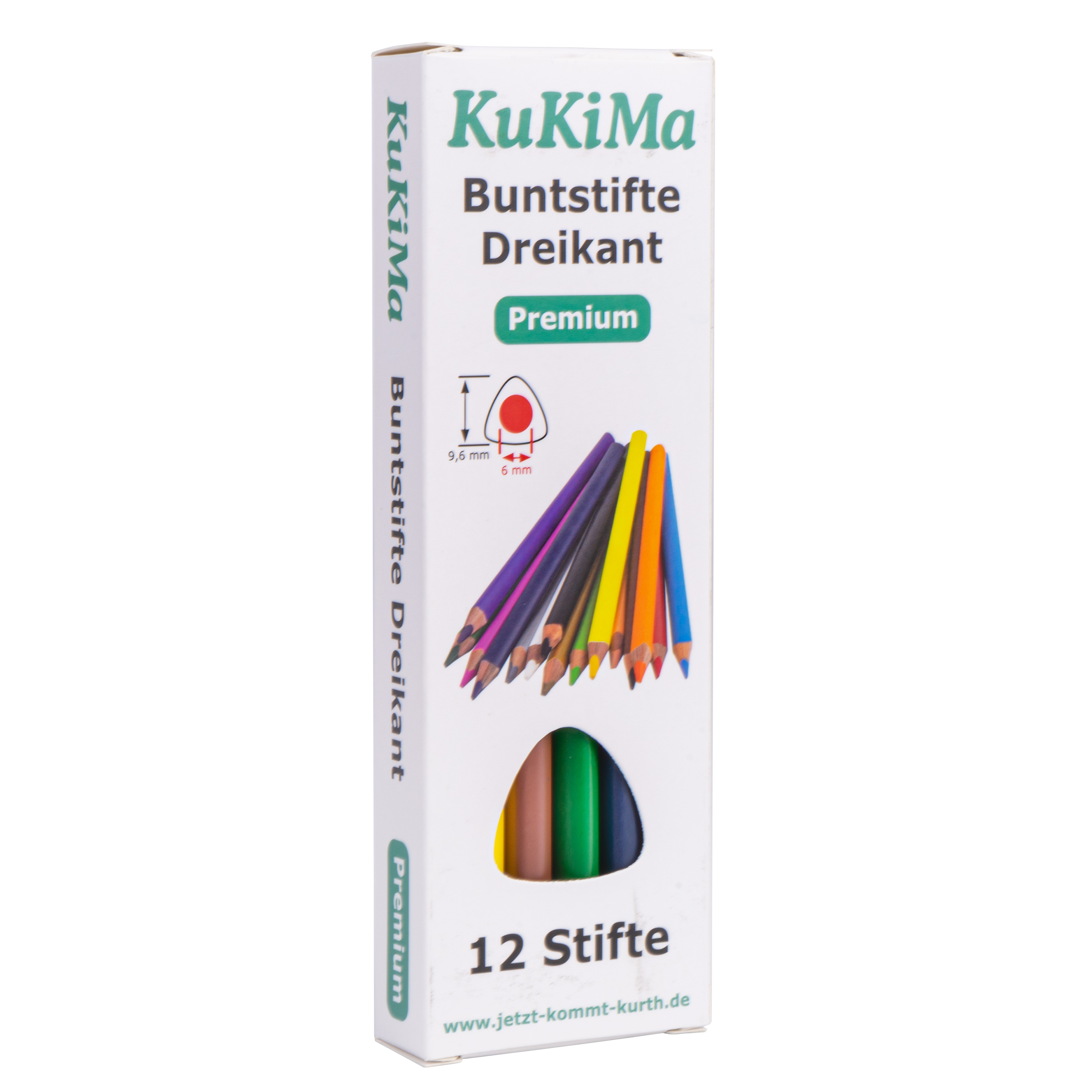 KuKiMa Buntstifte 'Dreikant', 12er Set farbig sortiert