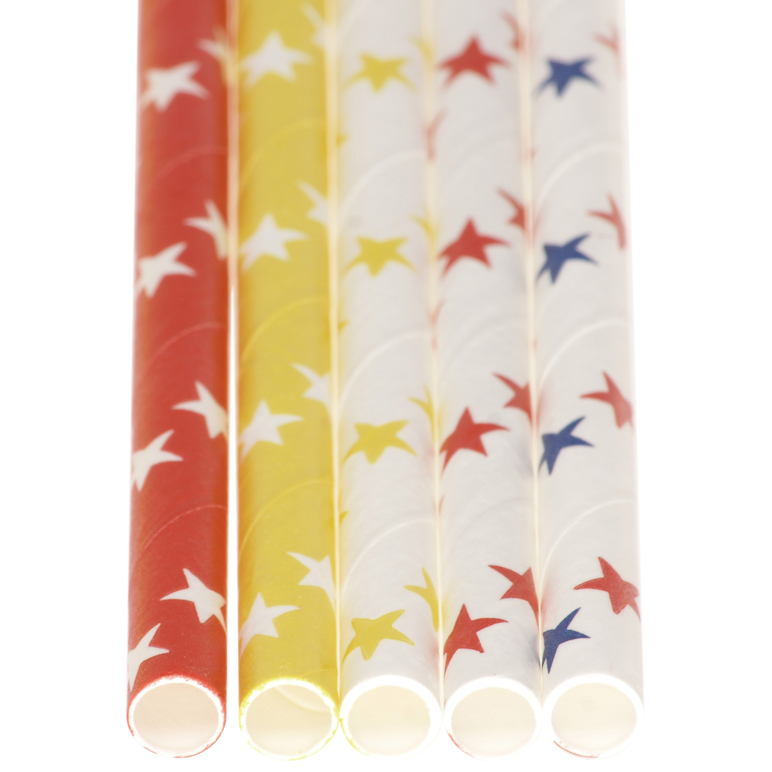 Papiertrinkhalme 'Sterne', 120 Stück, farbig sortiert