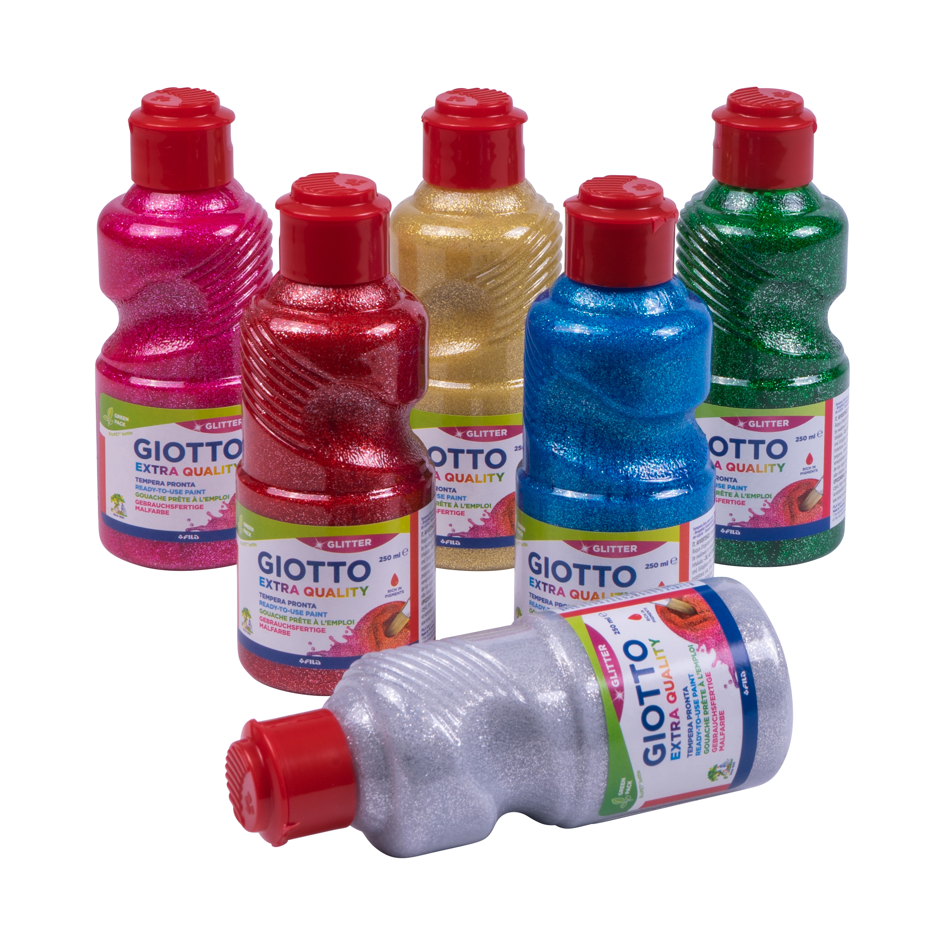 GIOTTO Glitter Paint '6er-Farbenset', 6x 250 ml je Flasche