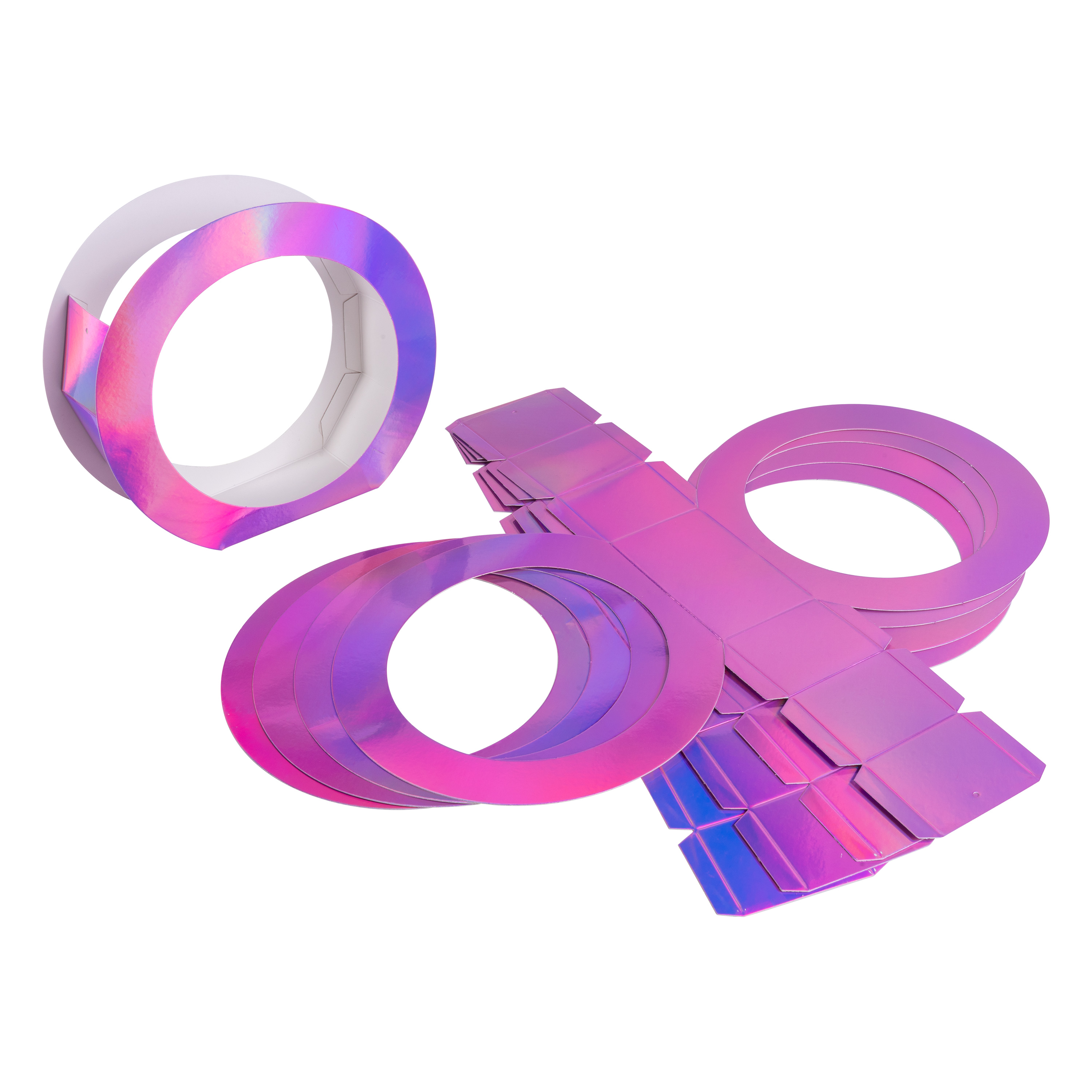 Runde Laternen-Rohlinge 'Metallic', 5 Stück, irisierend pink
