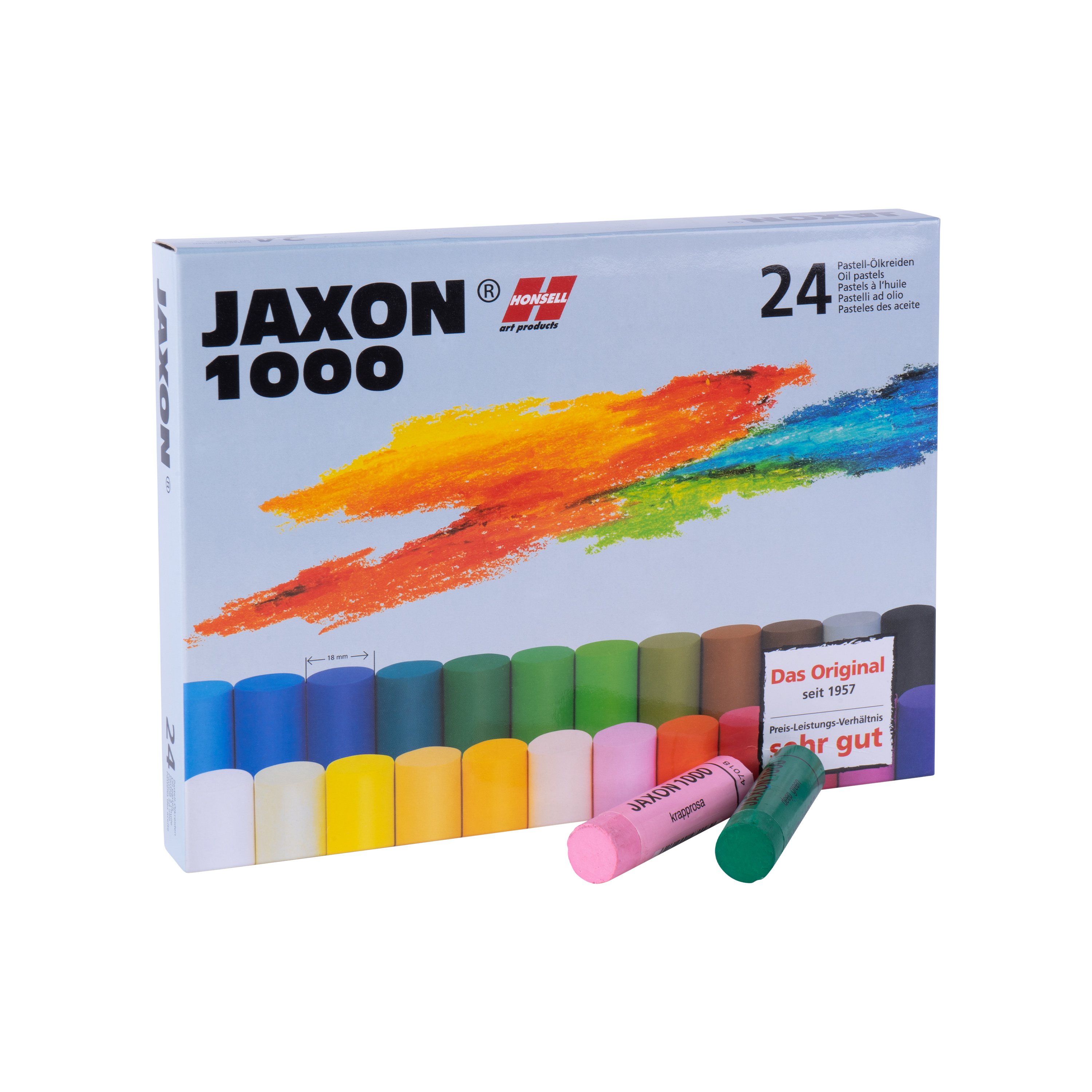 24er-Set Jaxon Ölpastellkreiden, 24 Farben sortiert, Ø 18 mm