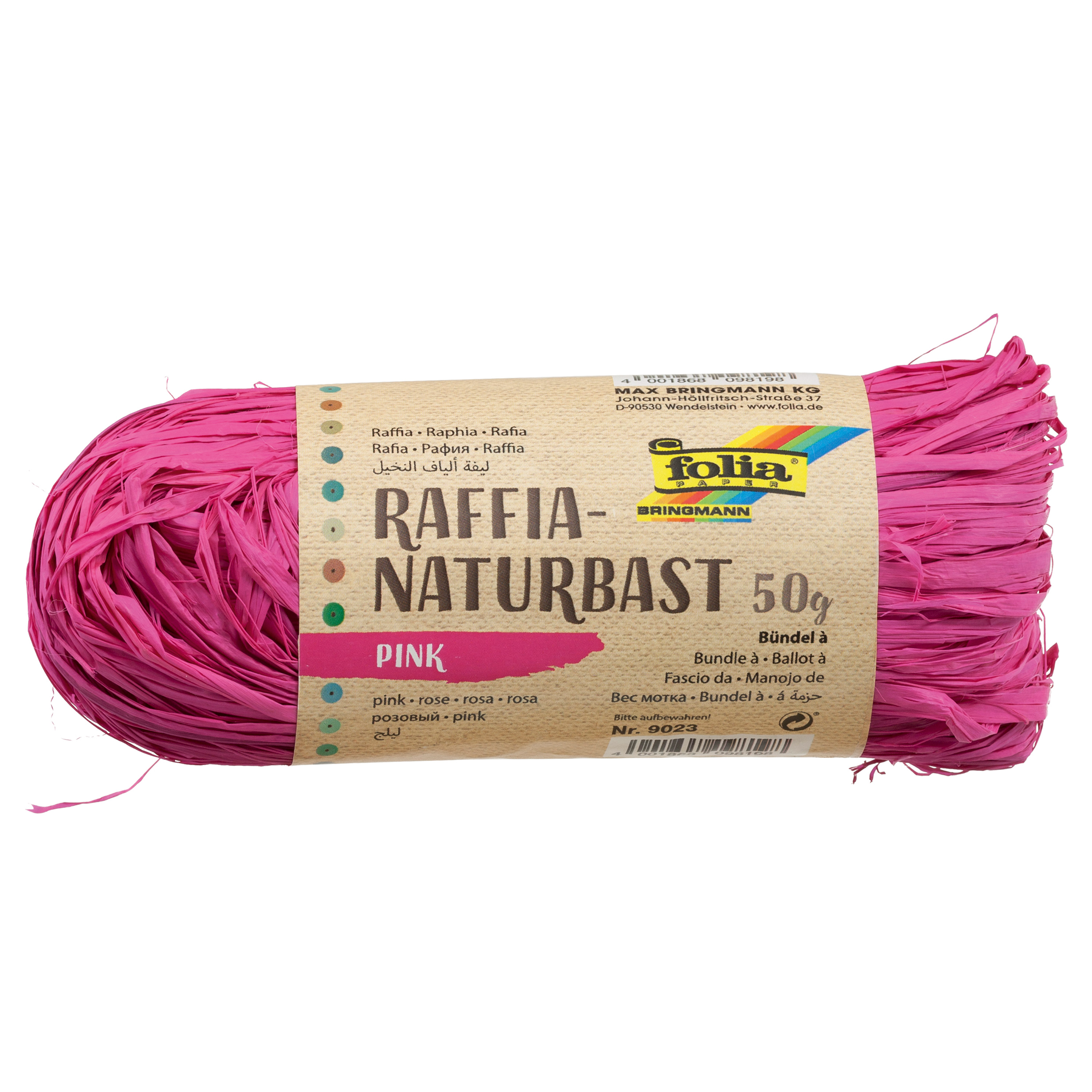 Raffia Naturbast, 1 Bündel, pink