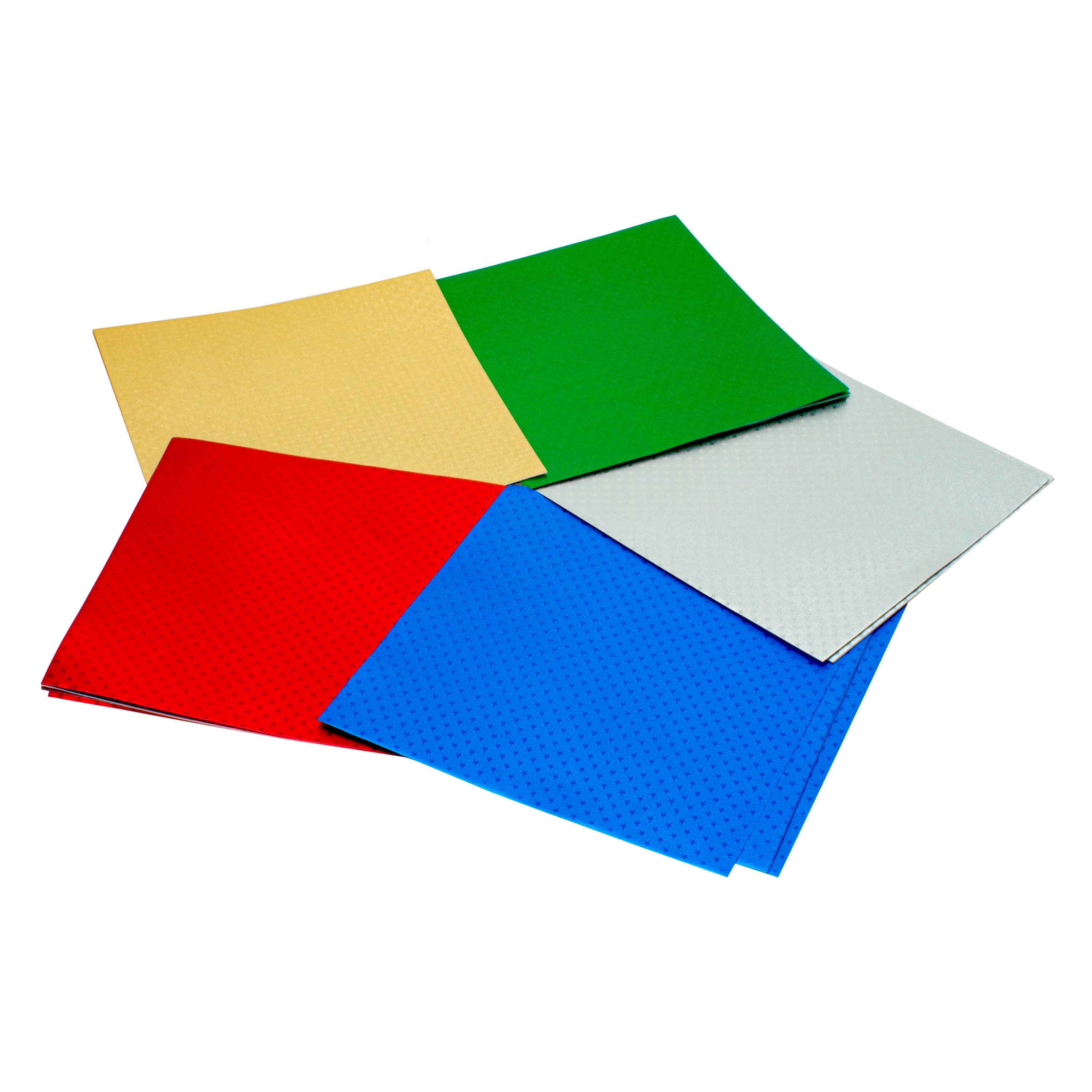 Origami Faltblätter Alufolie, Sternchenprägung, 15 x 15 cm