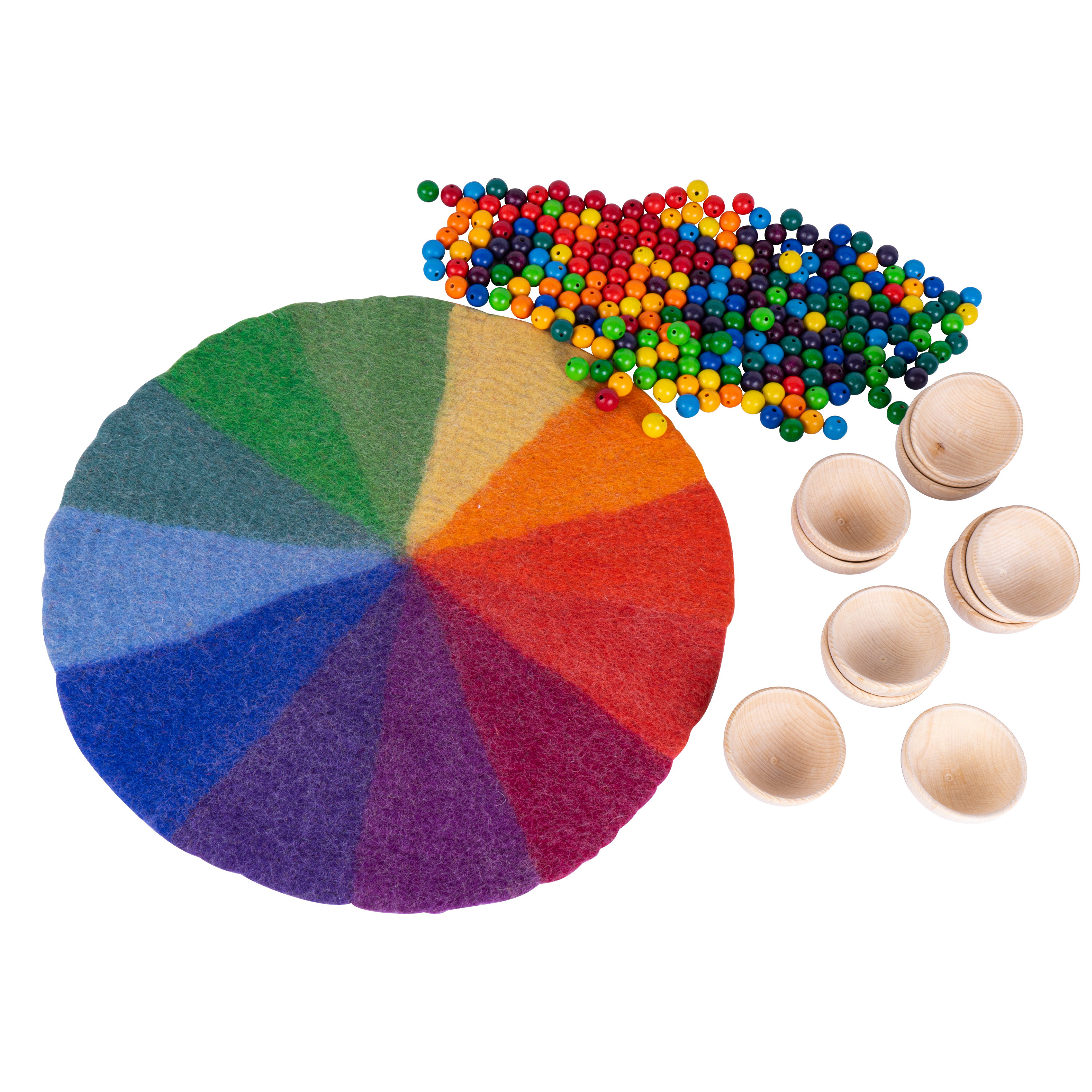 Filz-Farbkreis-Set mit Schalen und Holzperlen