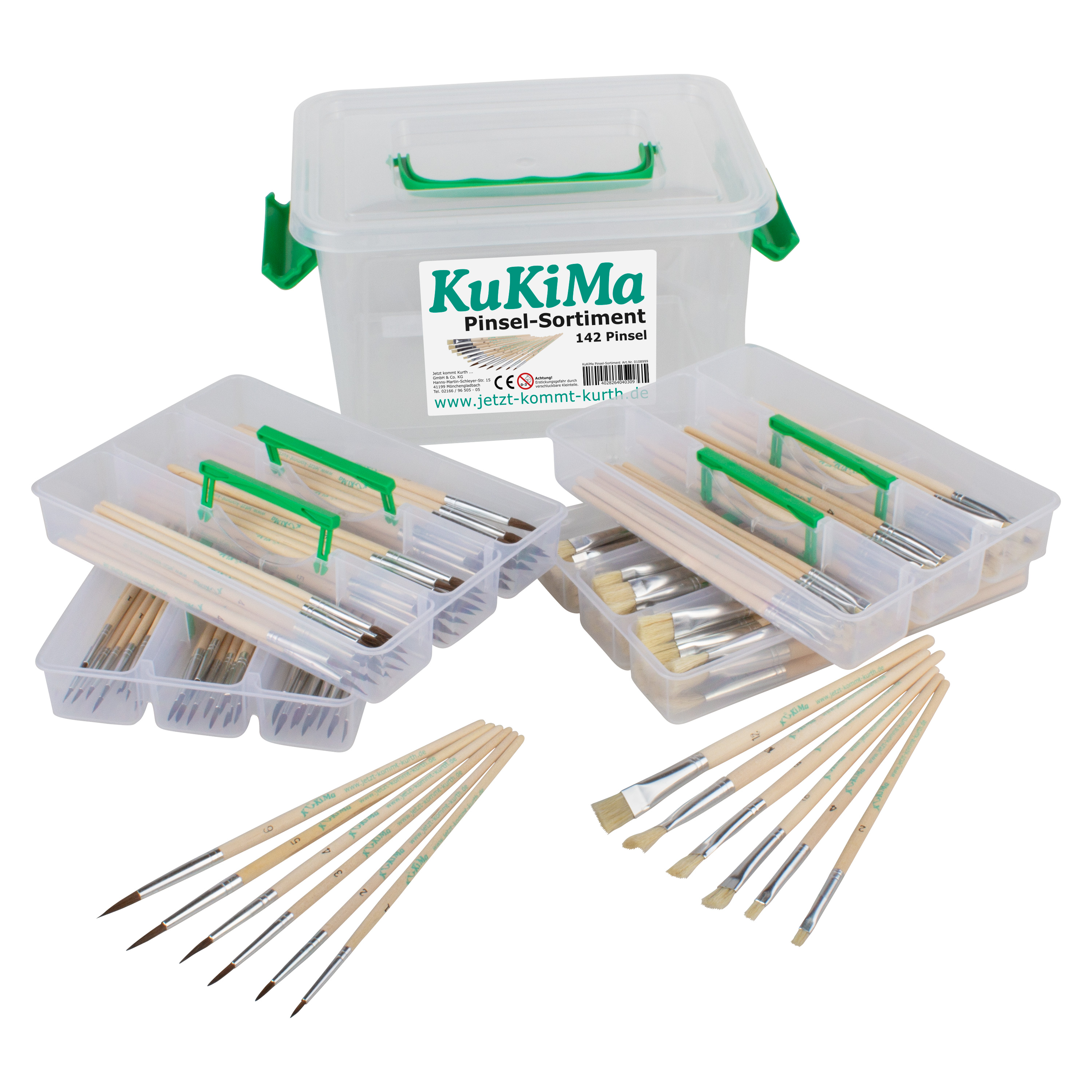 KuKiMa Pinsel-Sortiment, 142 Pinsel inkl. Box