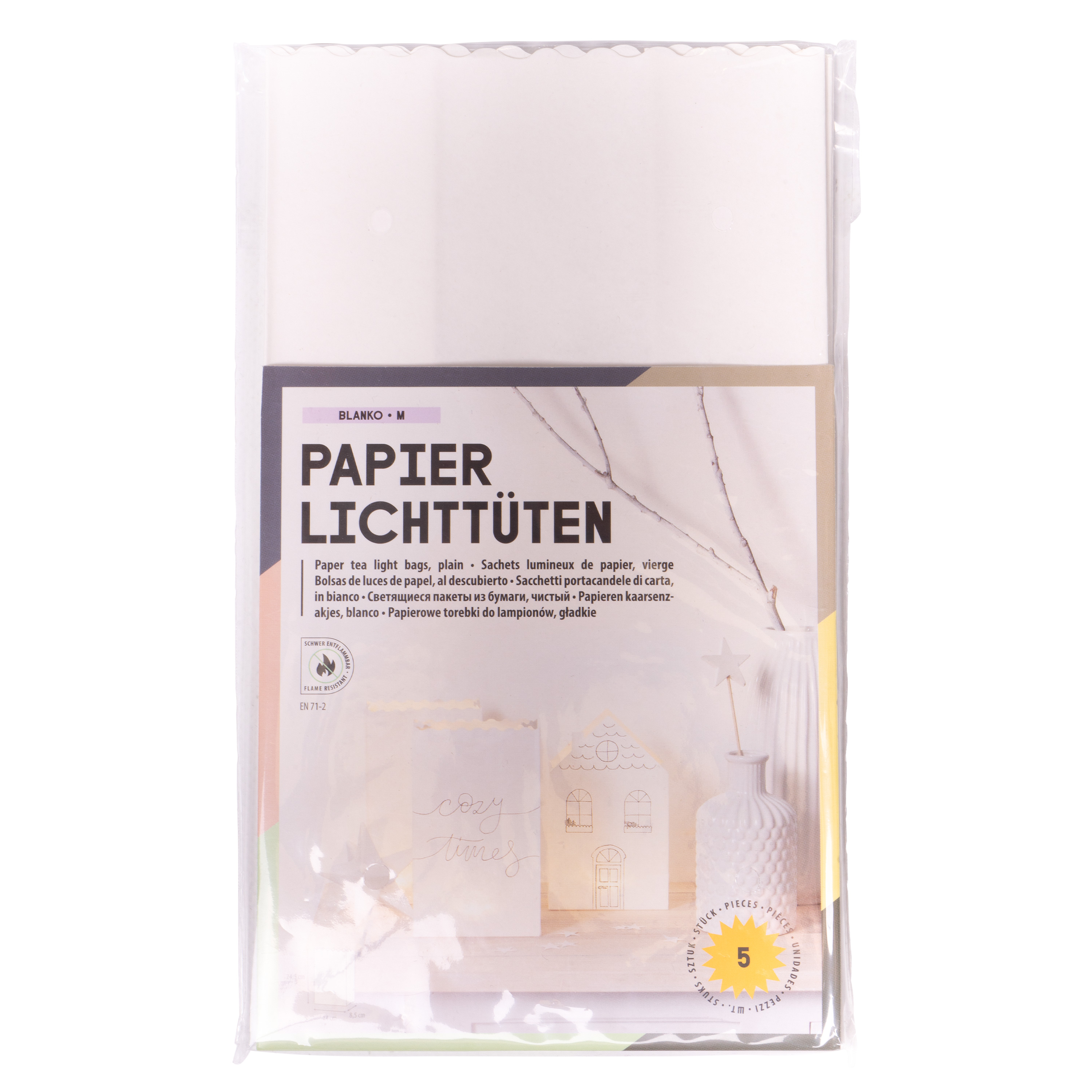Papier-Lichtertüten Maxi 'Blanko', 5er-Set