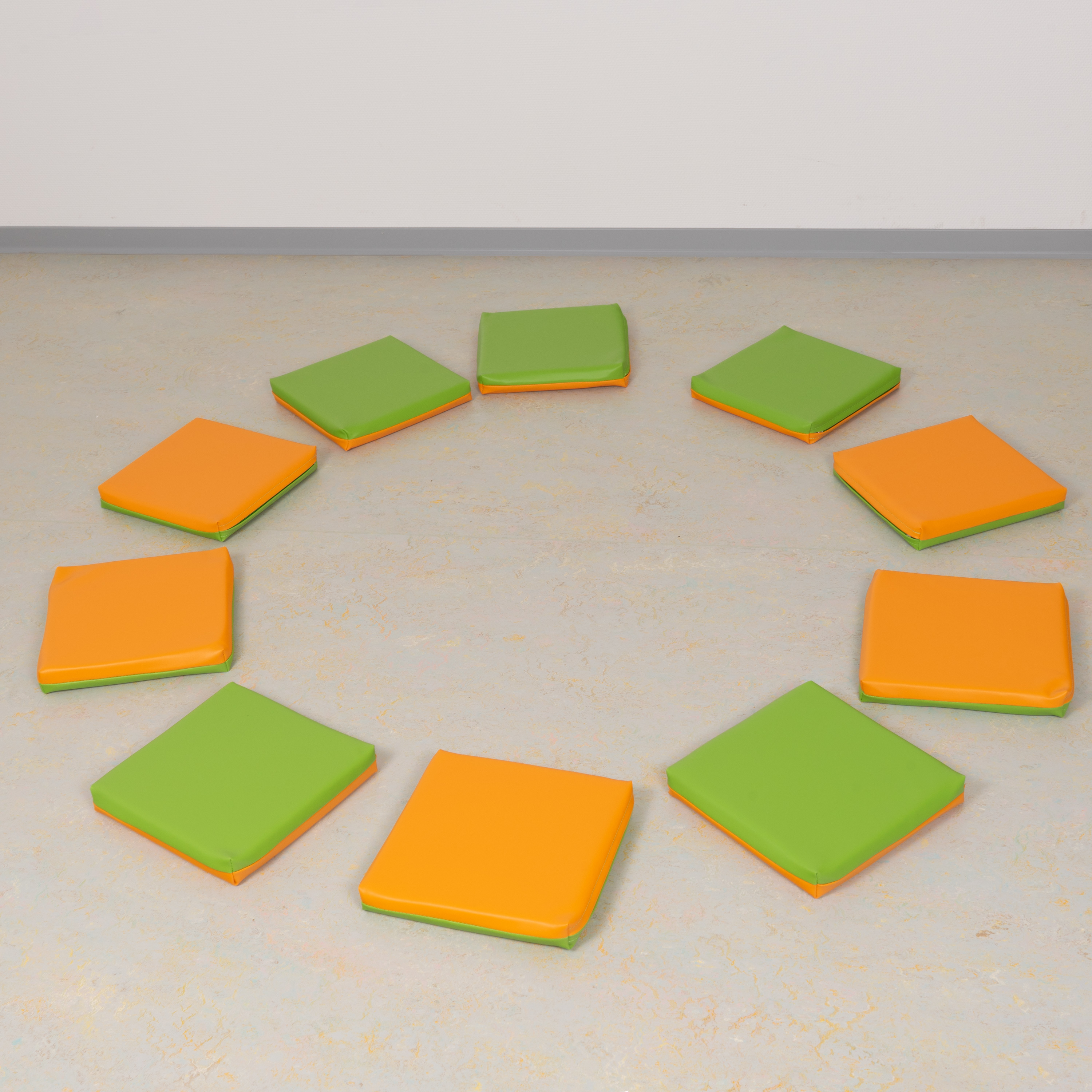 10er Sitzkissen-Set 'Quadrat - grün/orange', 28 x 28 x 4 cm