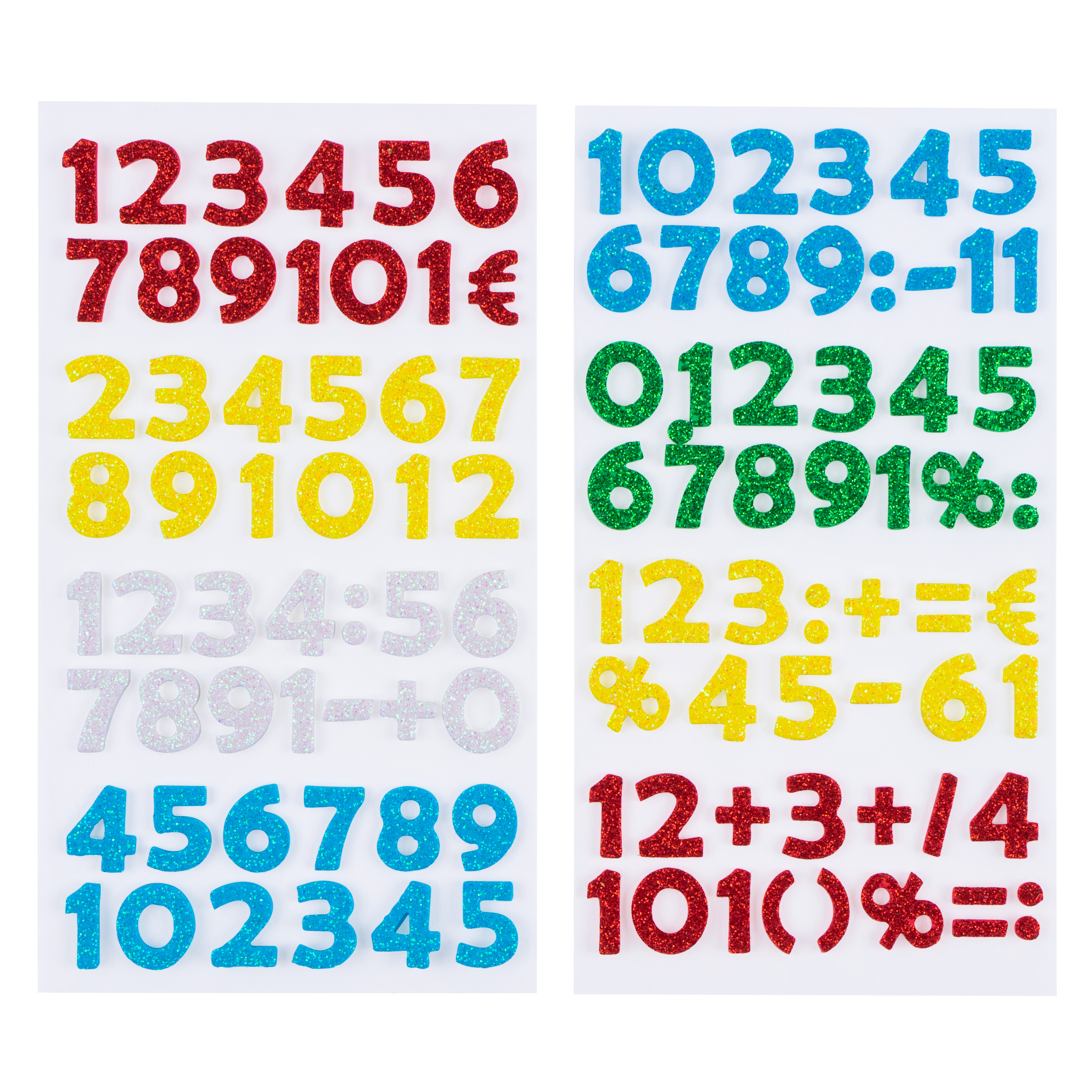 Moosgummi Glitter-Sticker 'Zahlen', 100 Stück