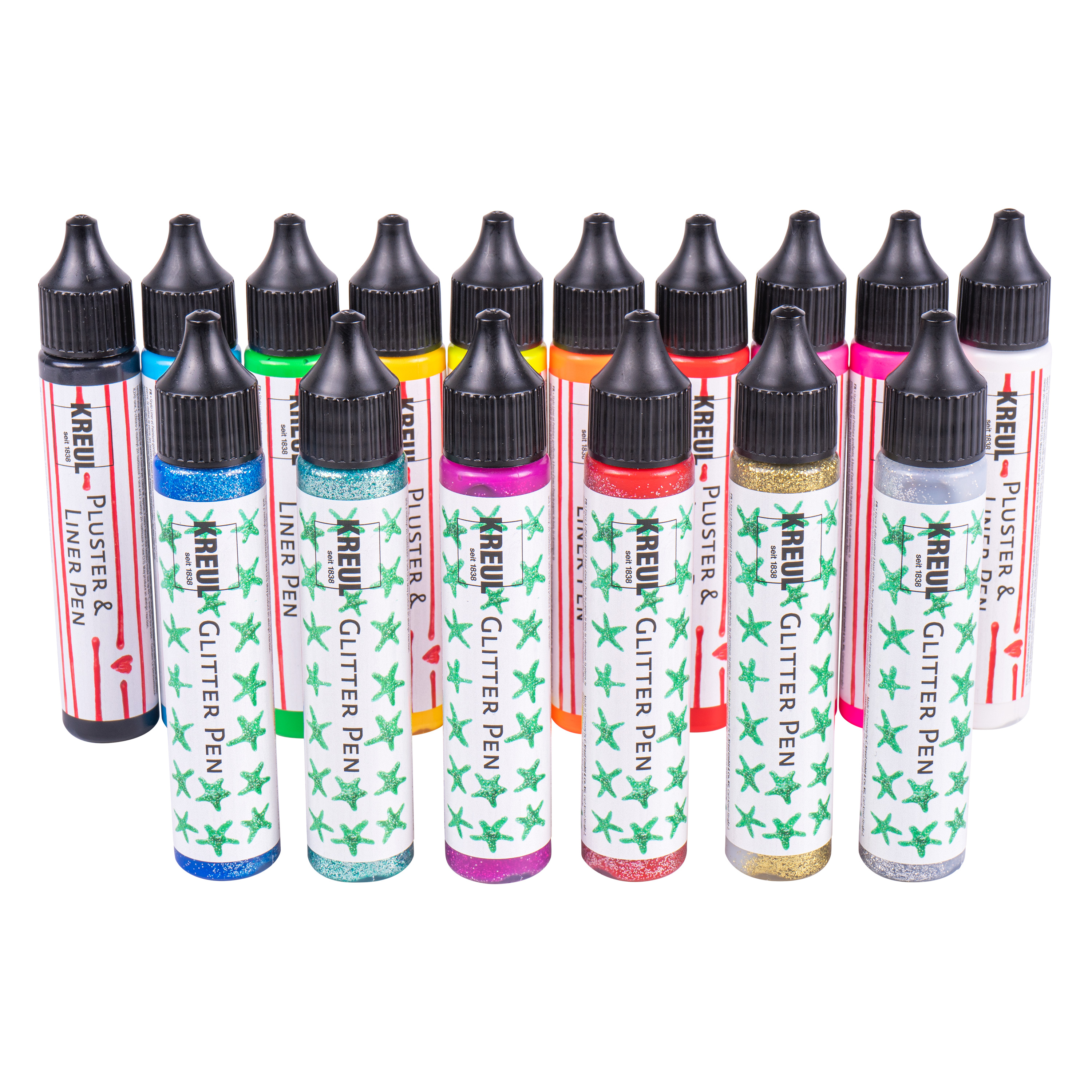 KREUL Pluster & Liner & Glitter Pens,  je 29 ml, 16er Set