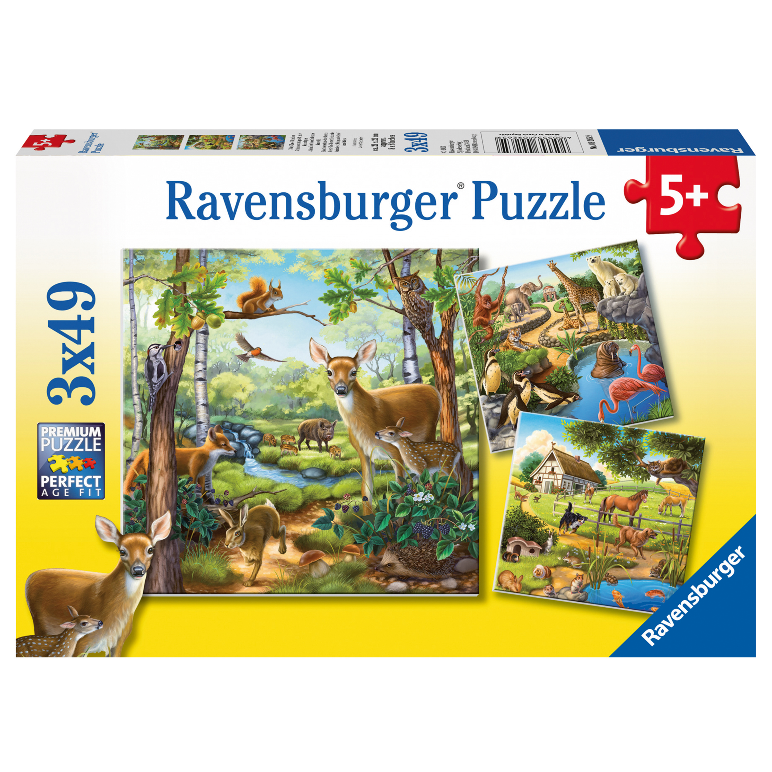Ravensburger 3x49 'Wald, Zoo, Haustiere'