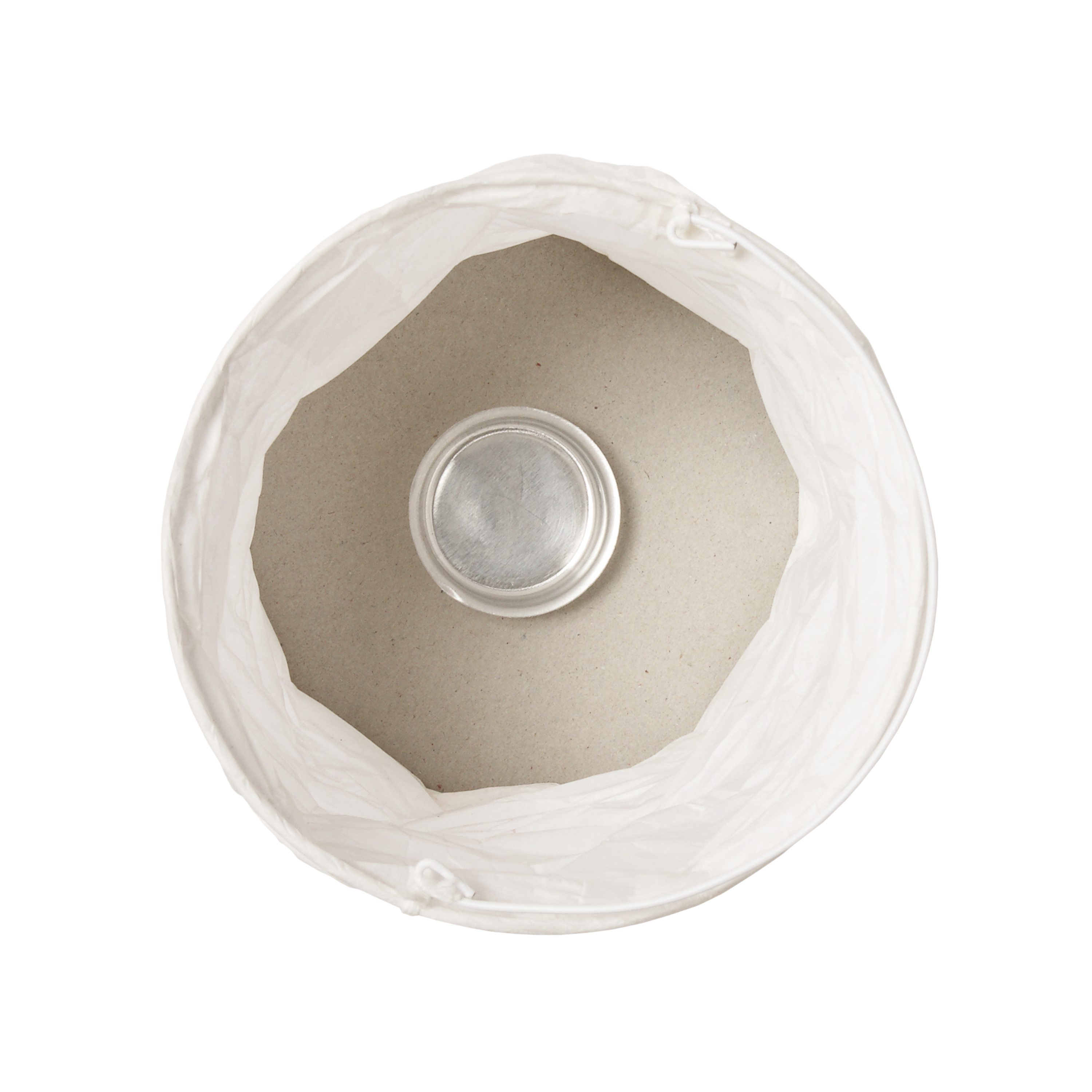 6 Papierlampions in Crash-Optik 'Zylinder', weiß, Ø 10 cm