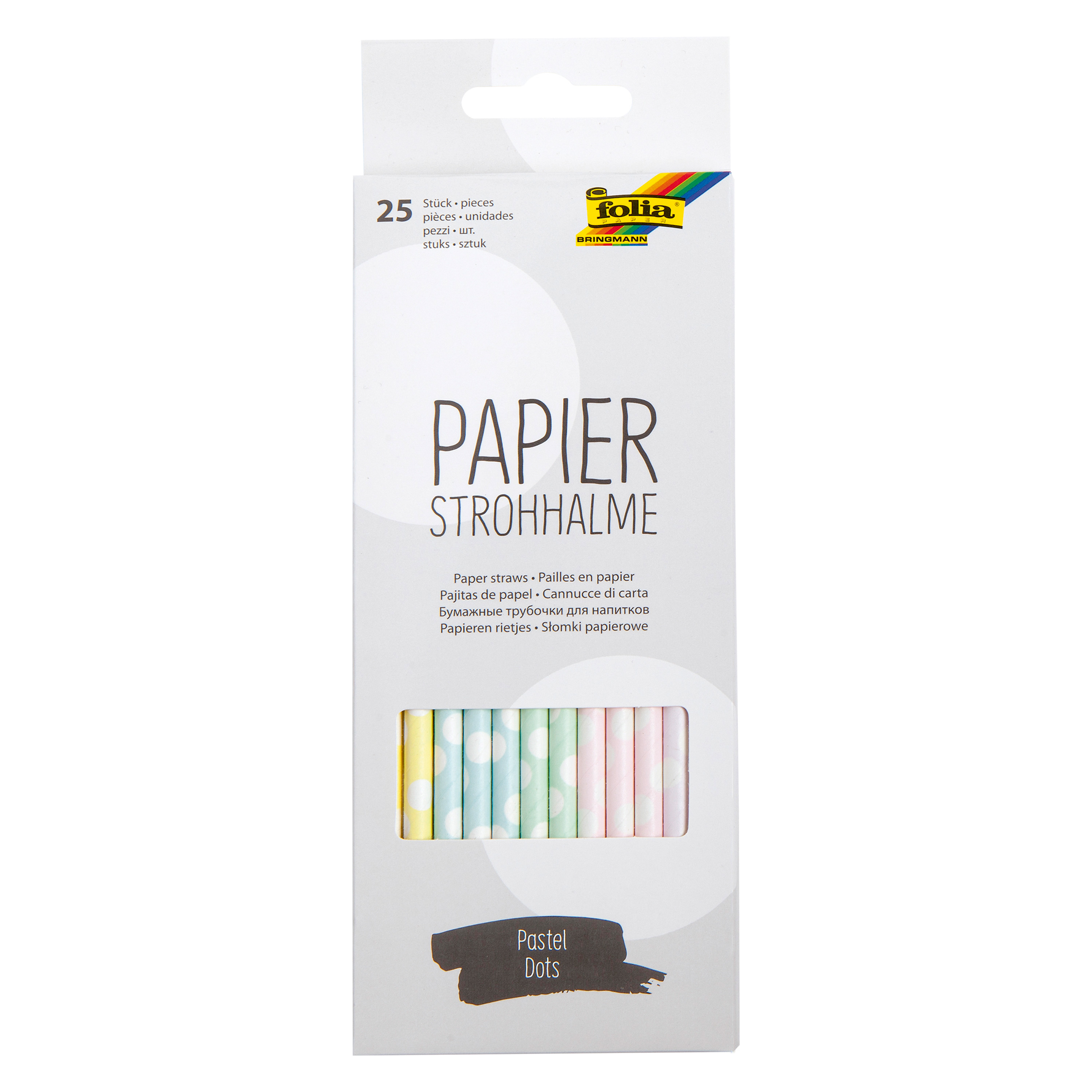 Papier-Strohhalme 'pastel dots', 25 Stück