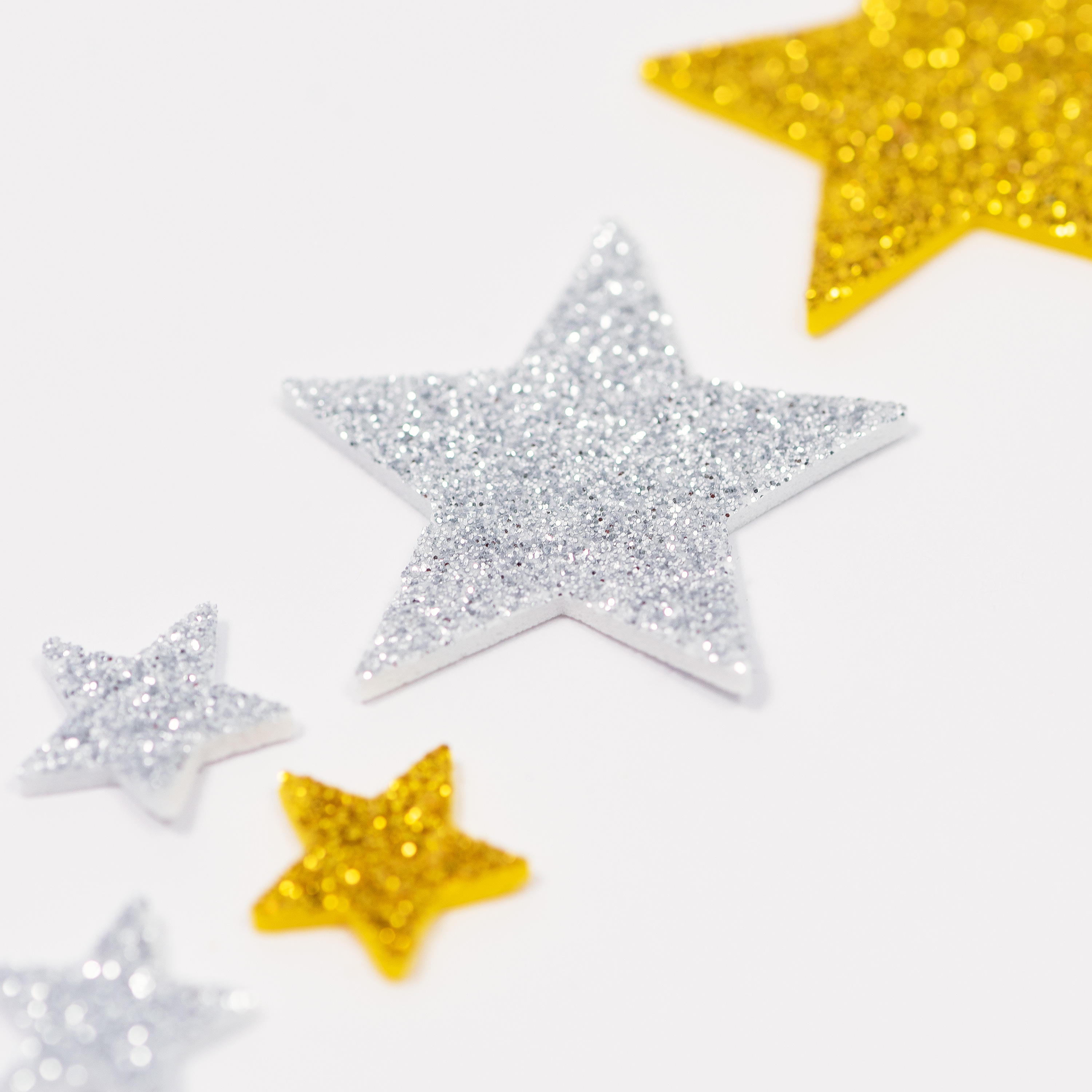 Moosgummi Glitter-Sticker 'Sterne', 40 Stück