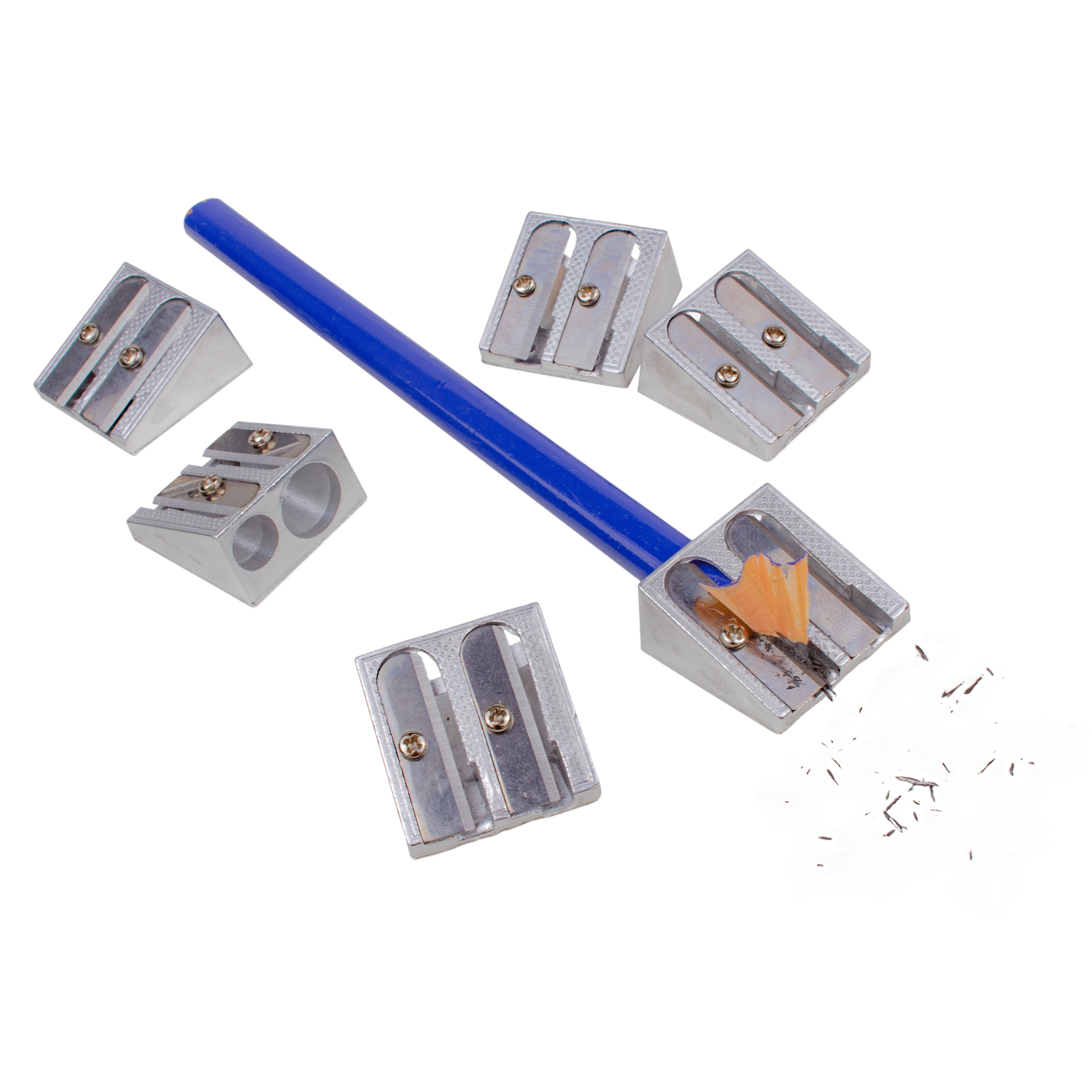 6er-Set Doppel-Bleistiftspitzer aus Metall, Ø 8 und 11 mm