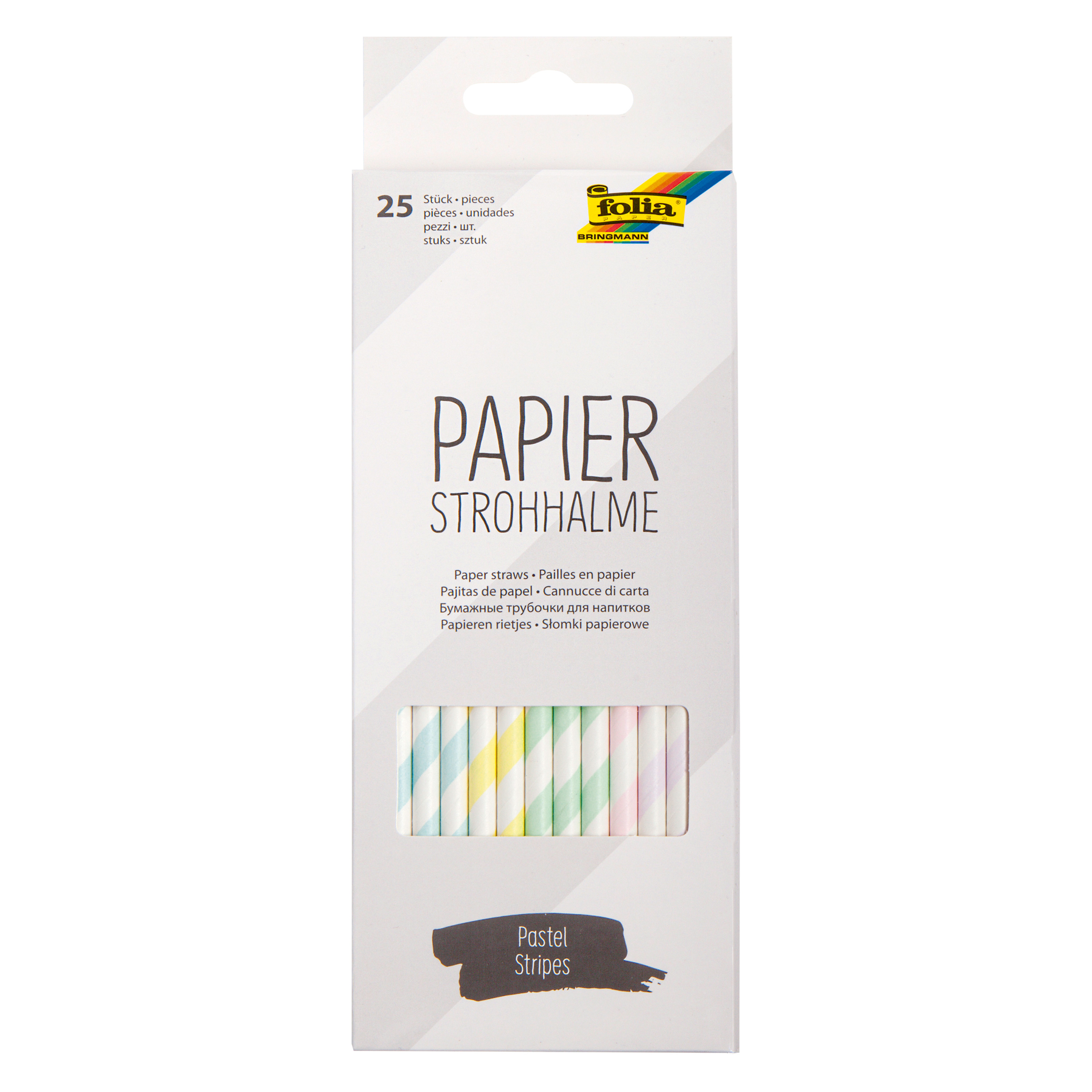 Papier-Strohhalme 'pastel stripes', 25 Stück