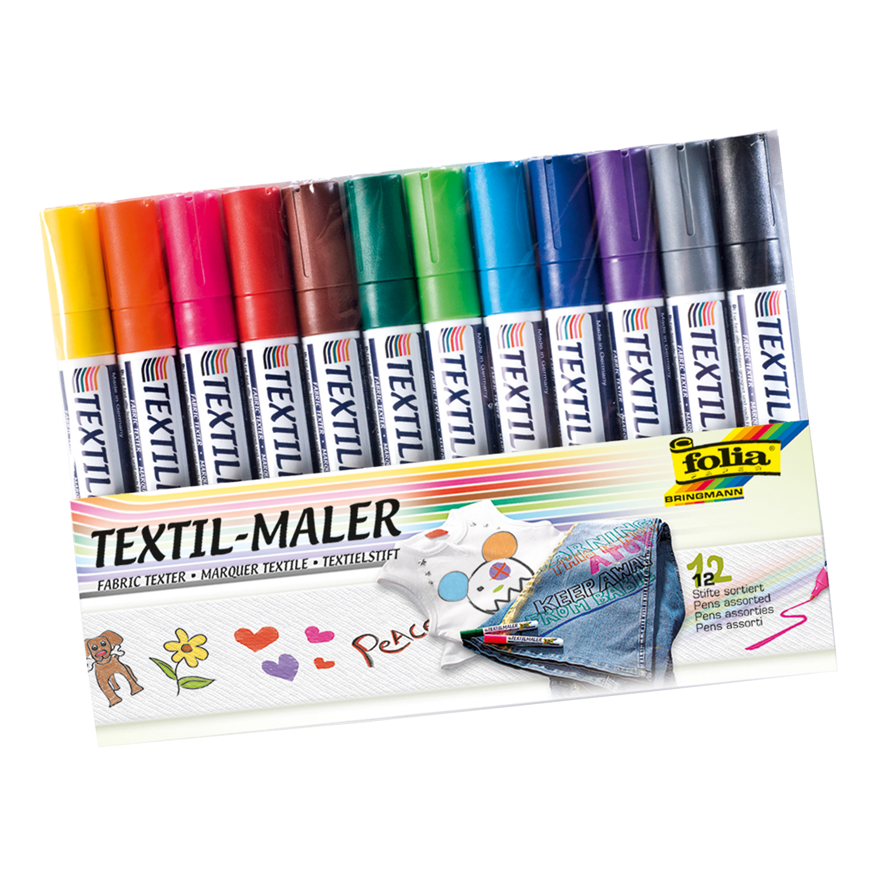 Textil-Maler 12er-Set, farbig sortiert