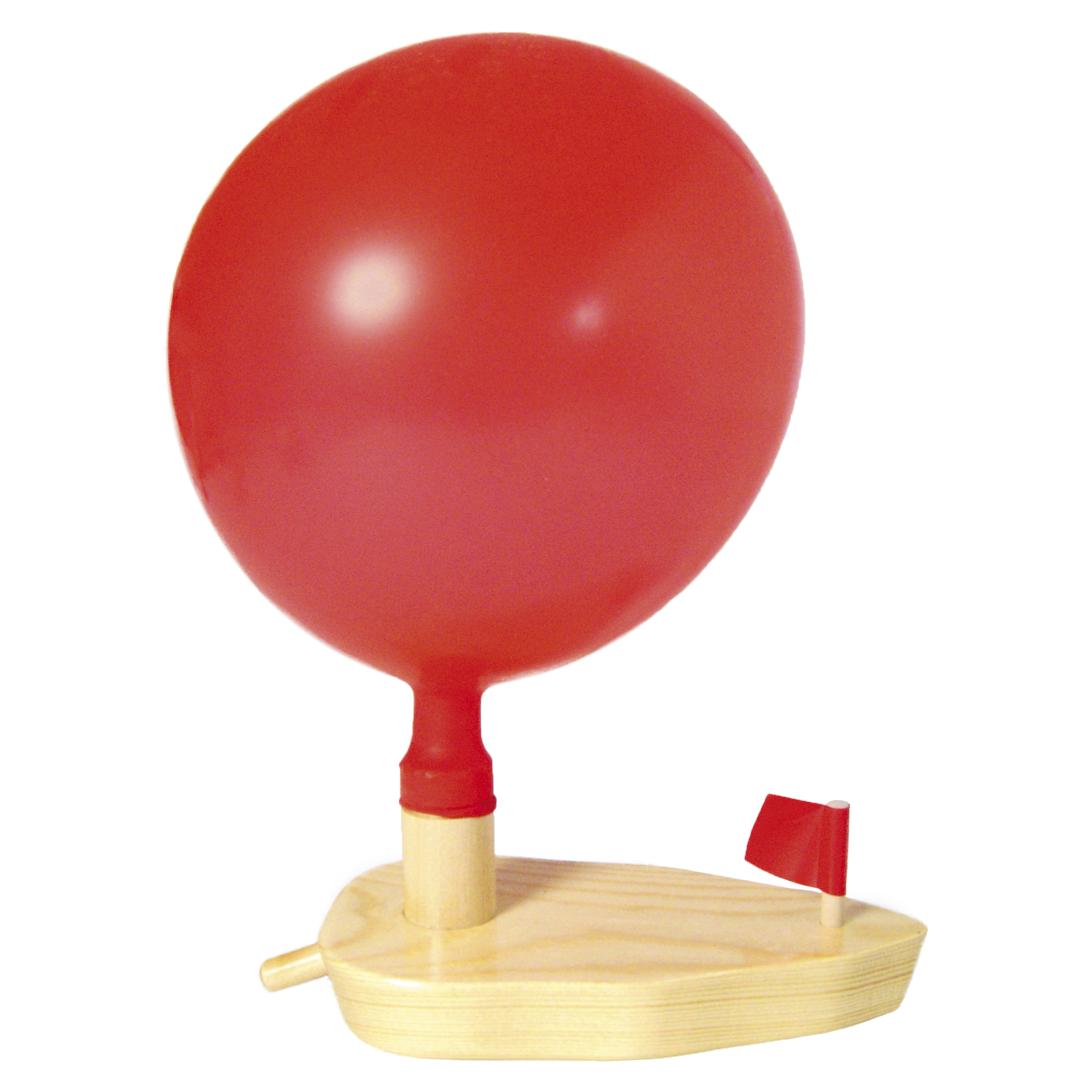 Holzboot mit Luftballon-Antrieb