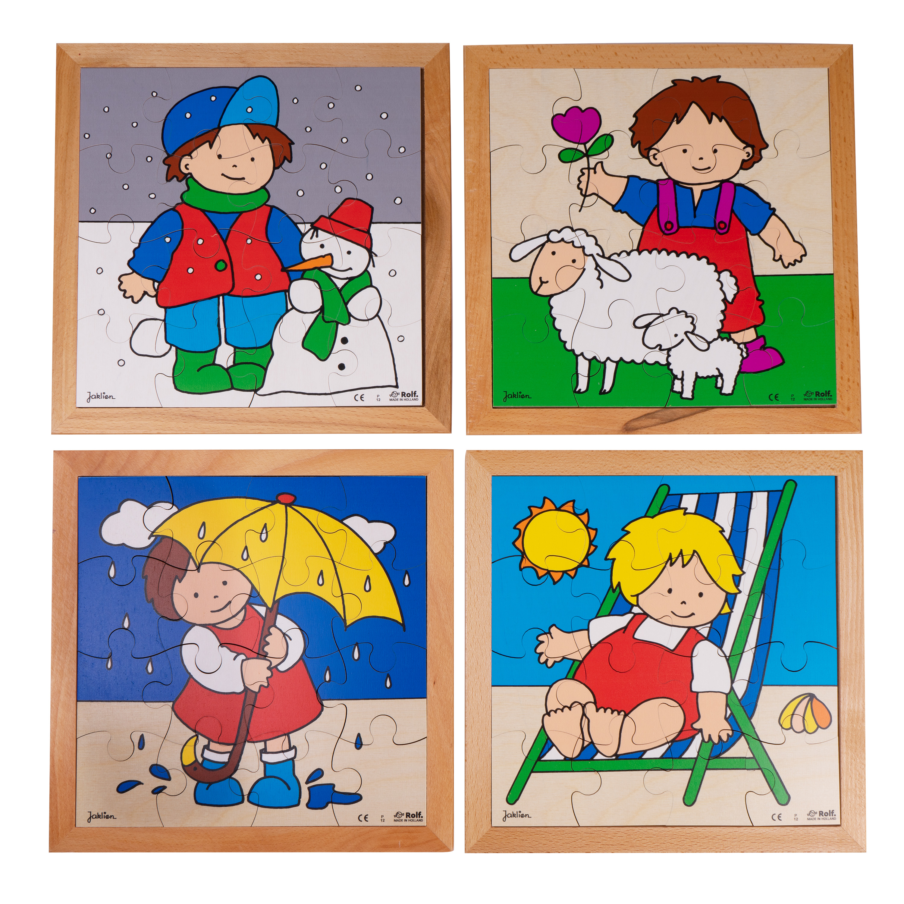 Rahmenpuzzle-Set 'Jahreszeiten', 4 Puzzles aus Holz