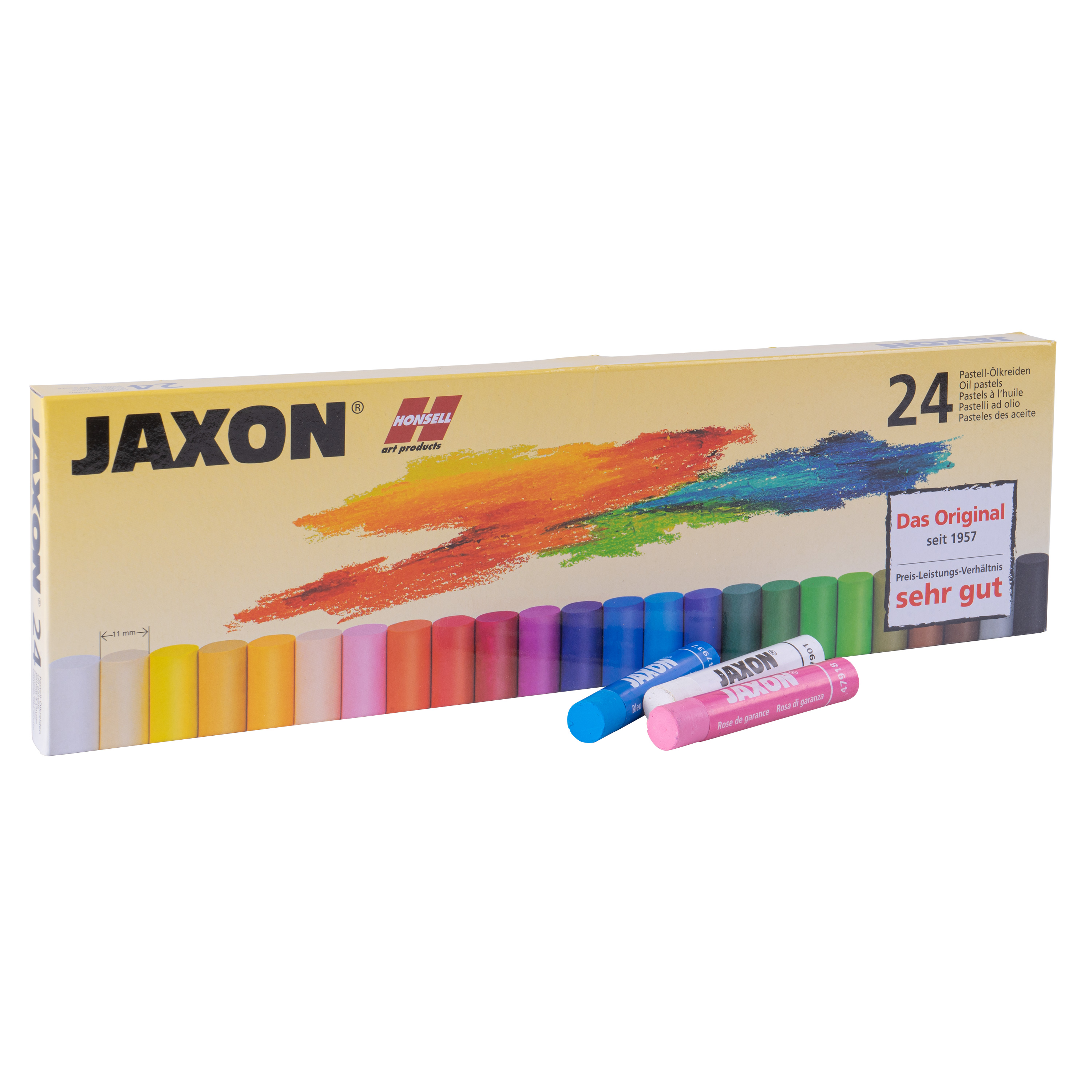 24er-Set Jaxon Ölpastellkreiden, 24 Farben sortiert, Ø 11 mm