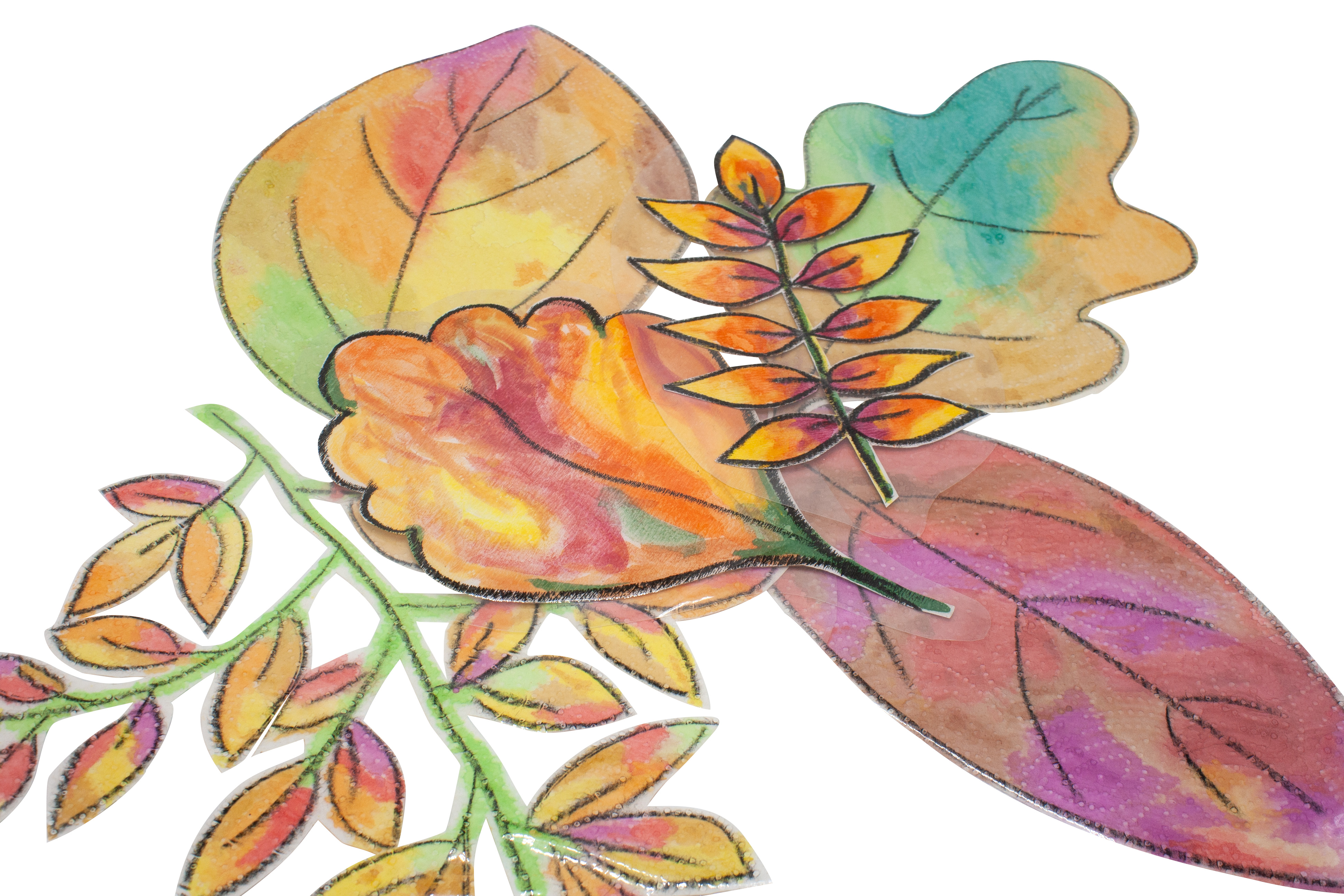 Bunte Herbstblätter mit Effektpapier