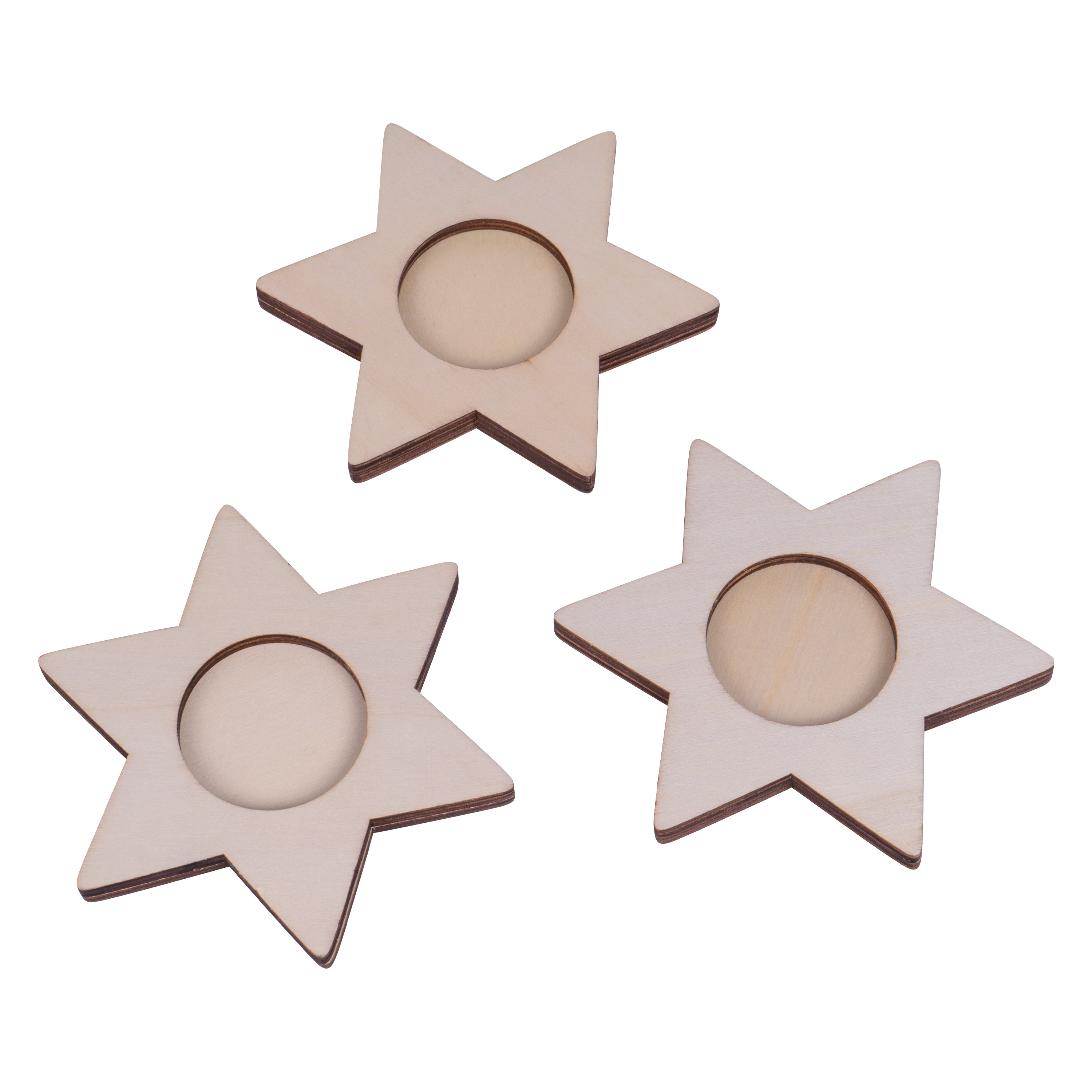 Teelichthalter Blanko 'Sterne', 3er-Set, Ø 12 cm