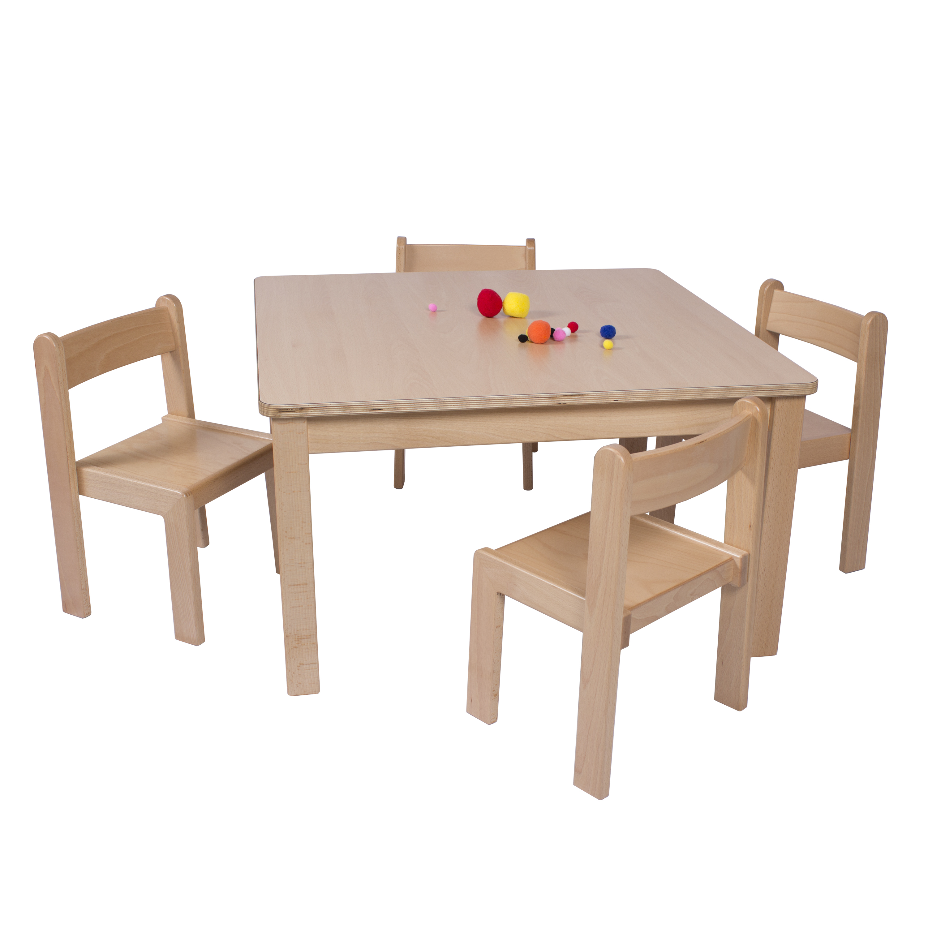 Tischgruppe U3-Set 1 'Tom' Quadrattisch mit 4 Stühlen