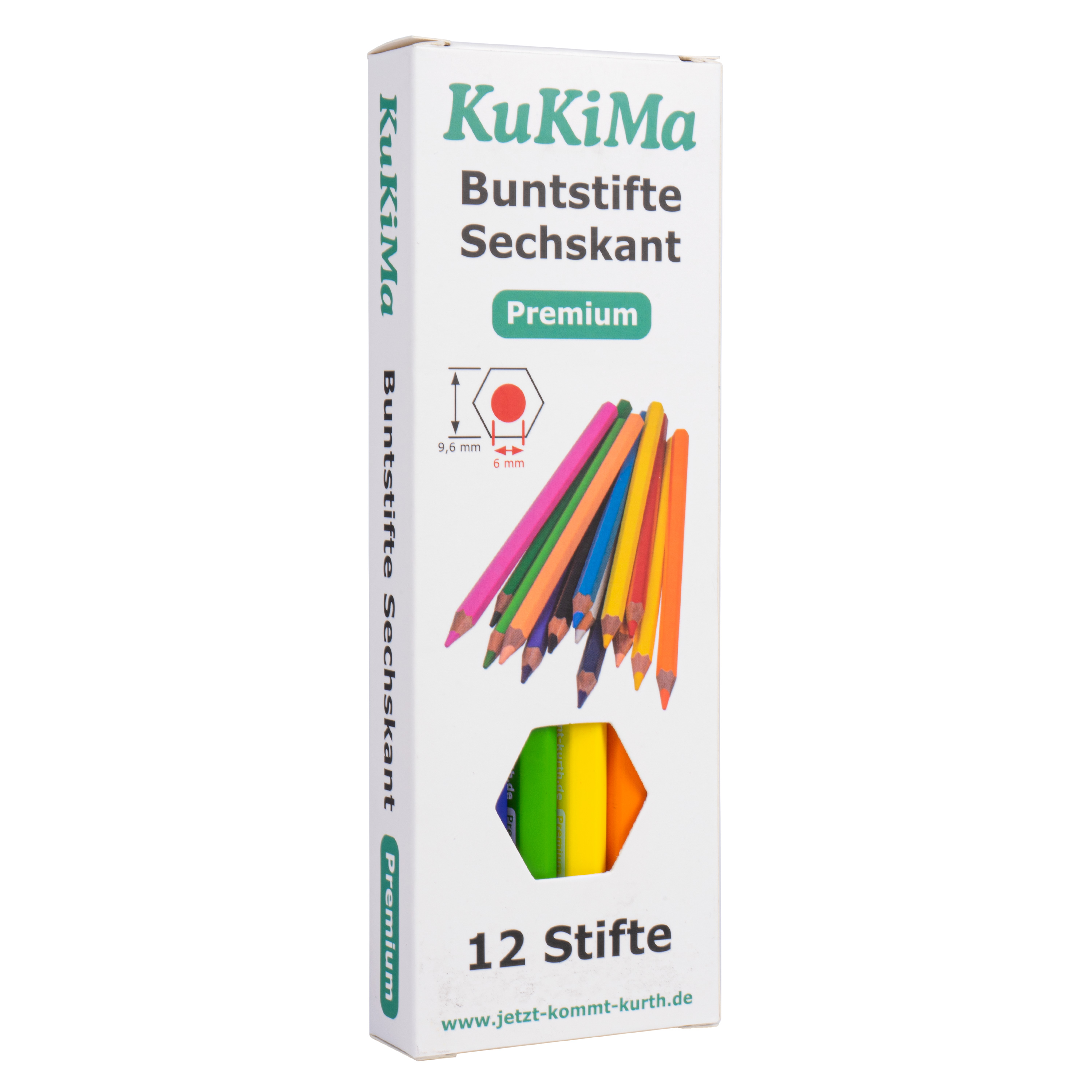 KuKiMa Buntstifte 'Sechskant', 12er Set farbig sortiert