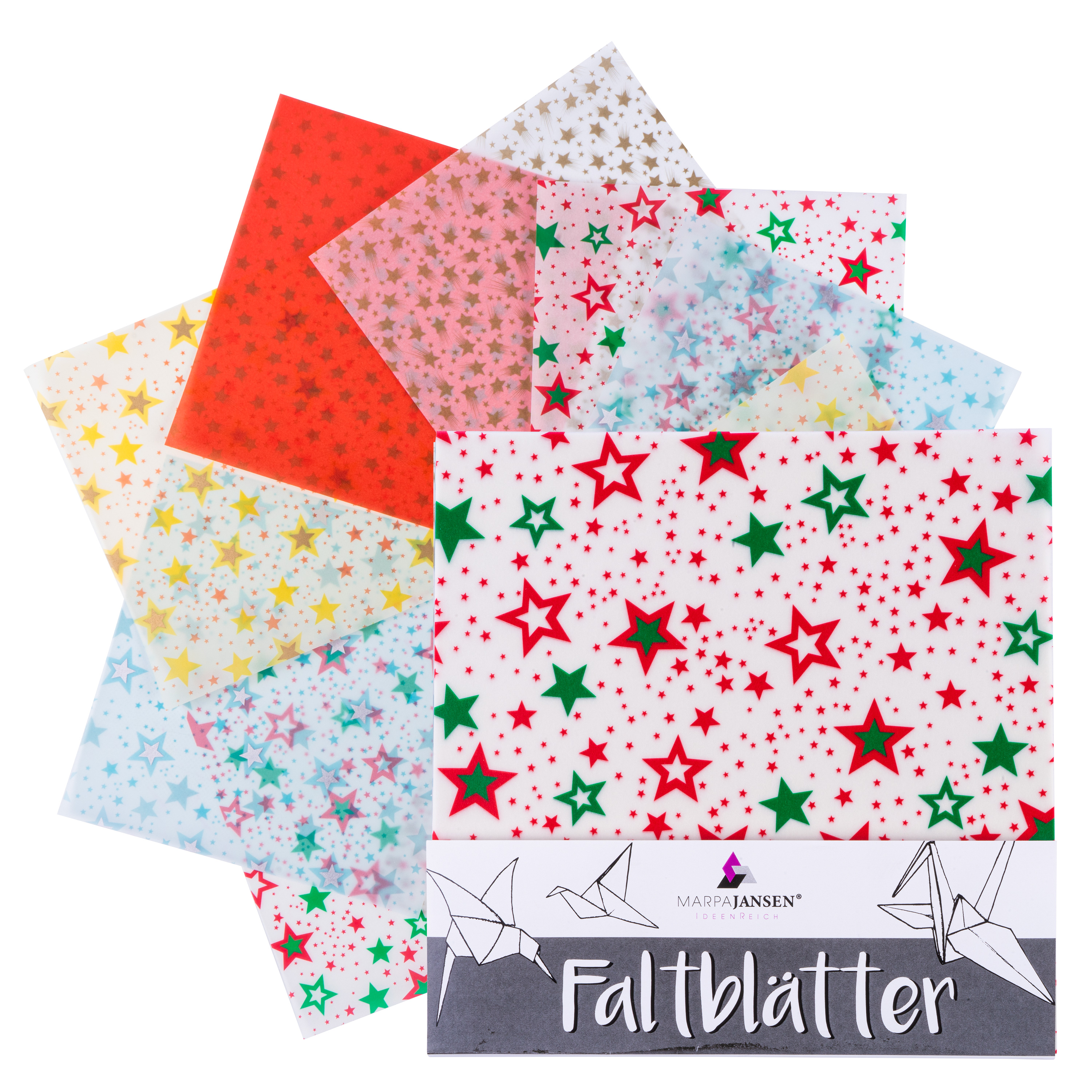 Origami Faltblätter Transparentpapier 'Sterne', 20 x 20 cm