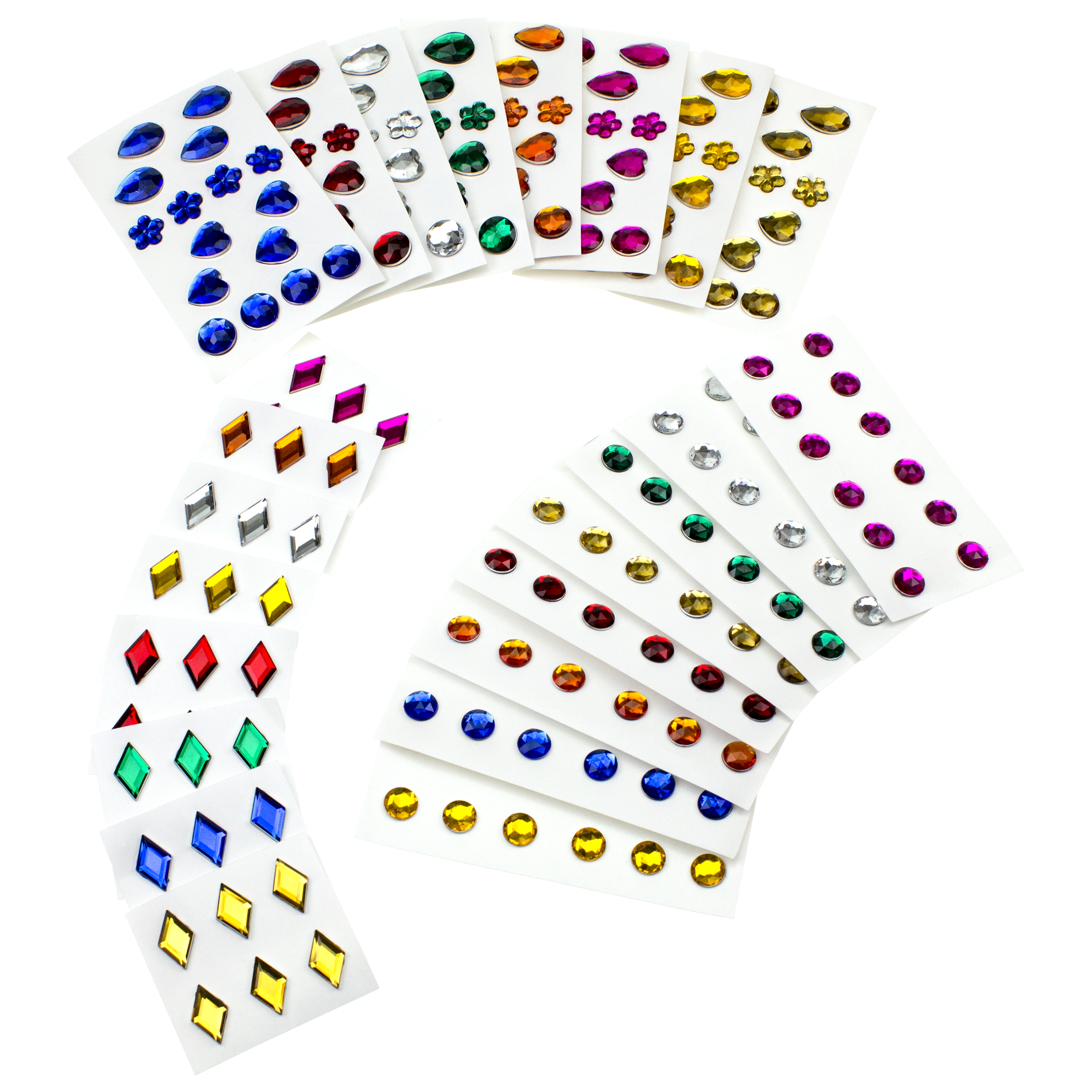 Schmucksteine 'Rhombus, selbstklebend', 48 Stück, 8 Farben